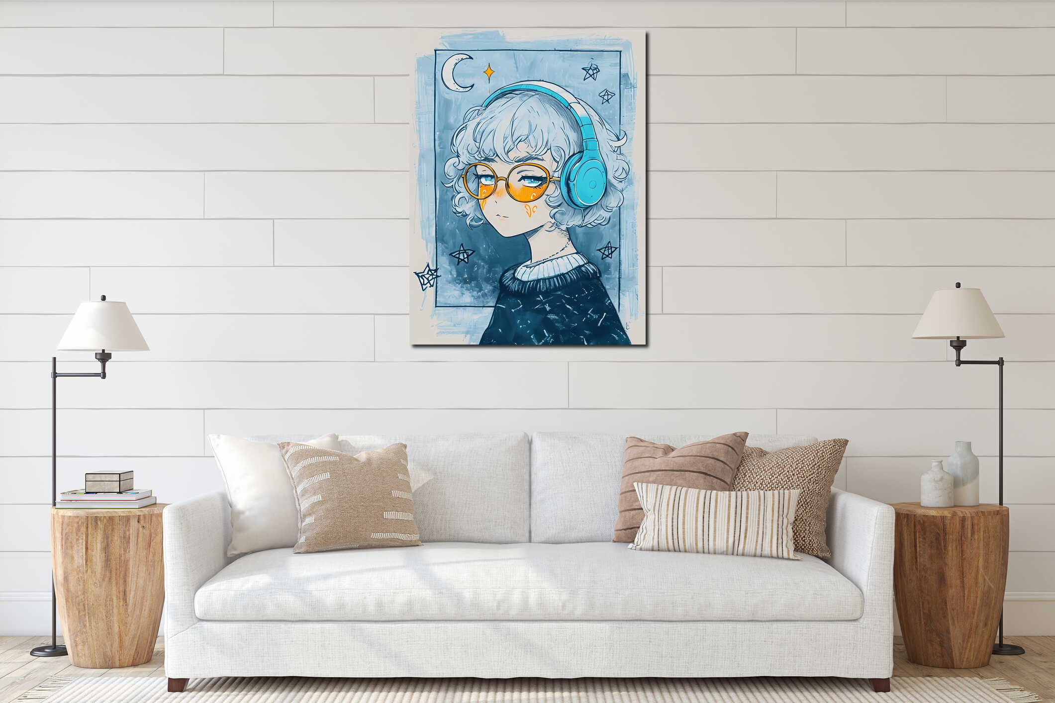 Canvas hanging interior mockup