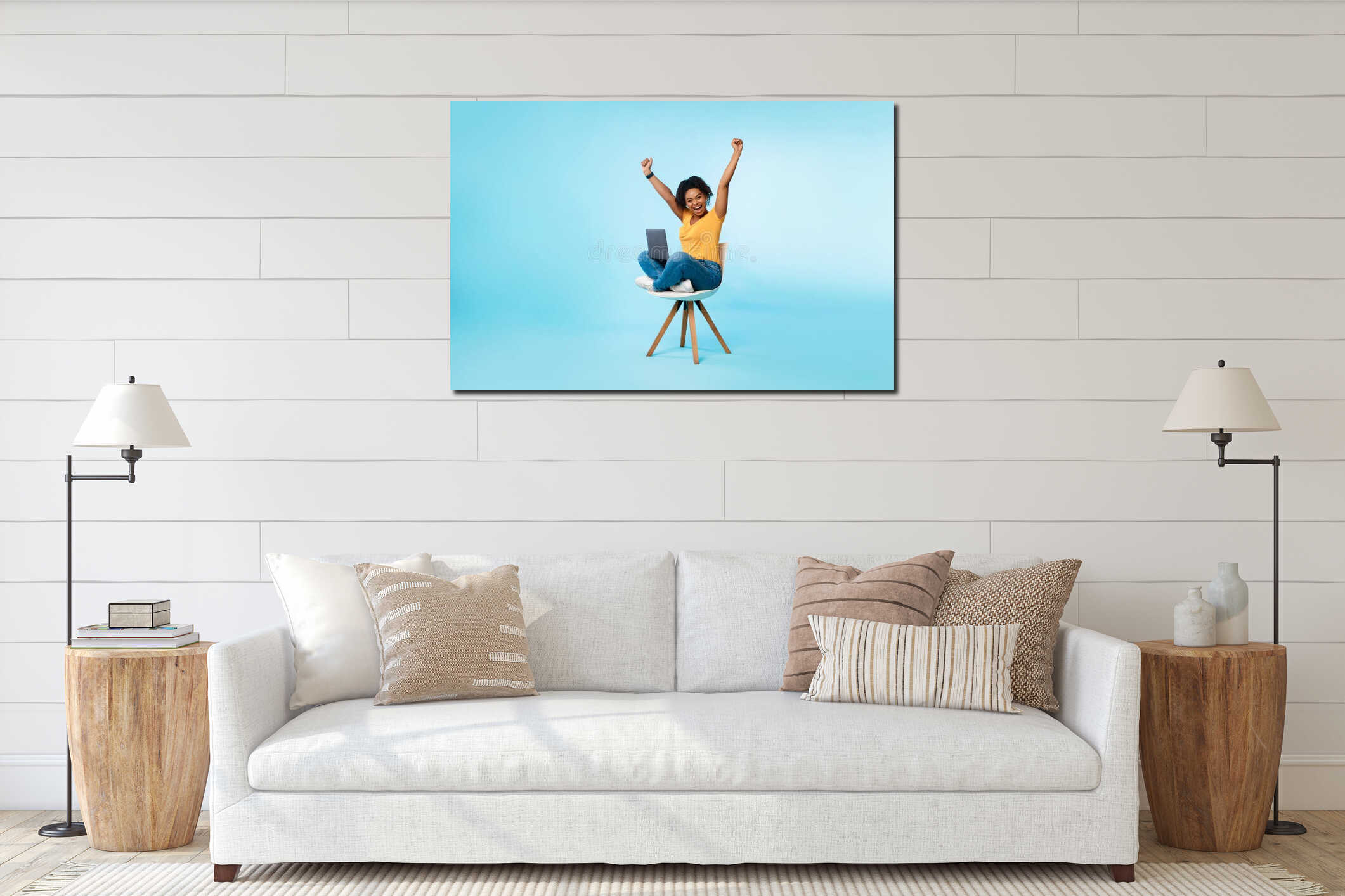 Canvas hanging interior mockup