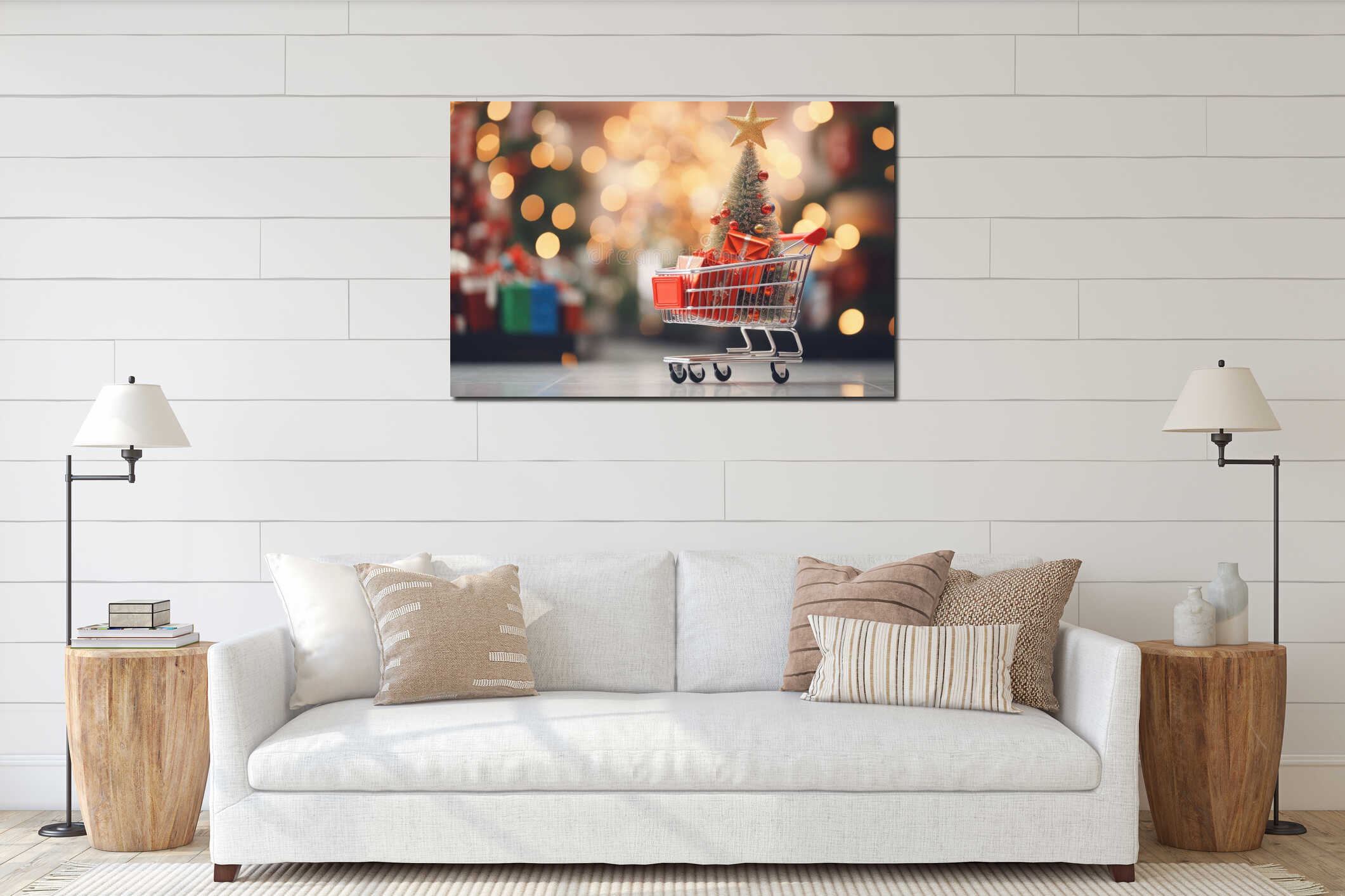 Canvas hanging interior mockup