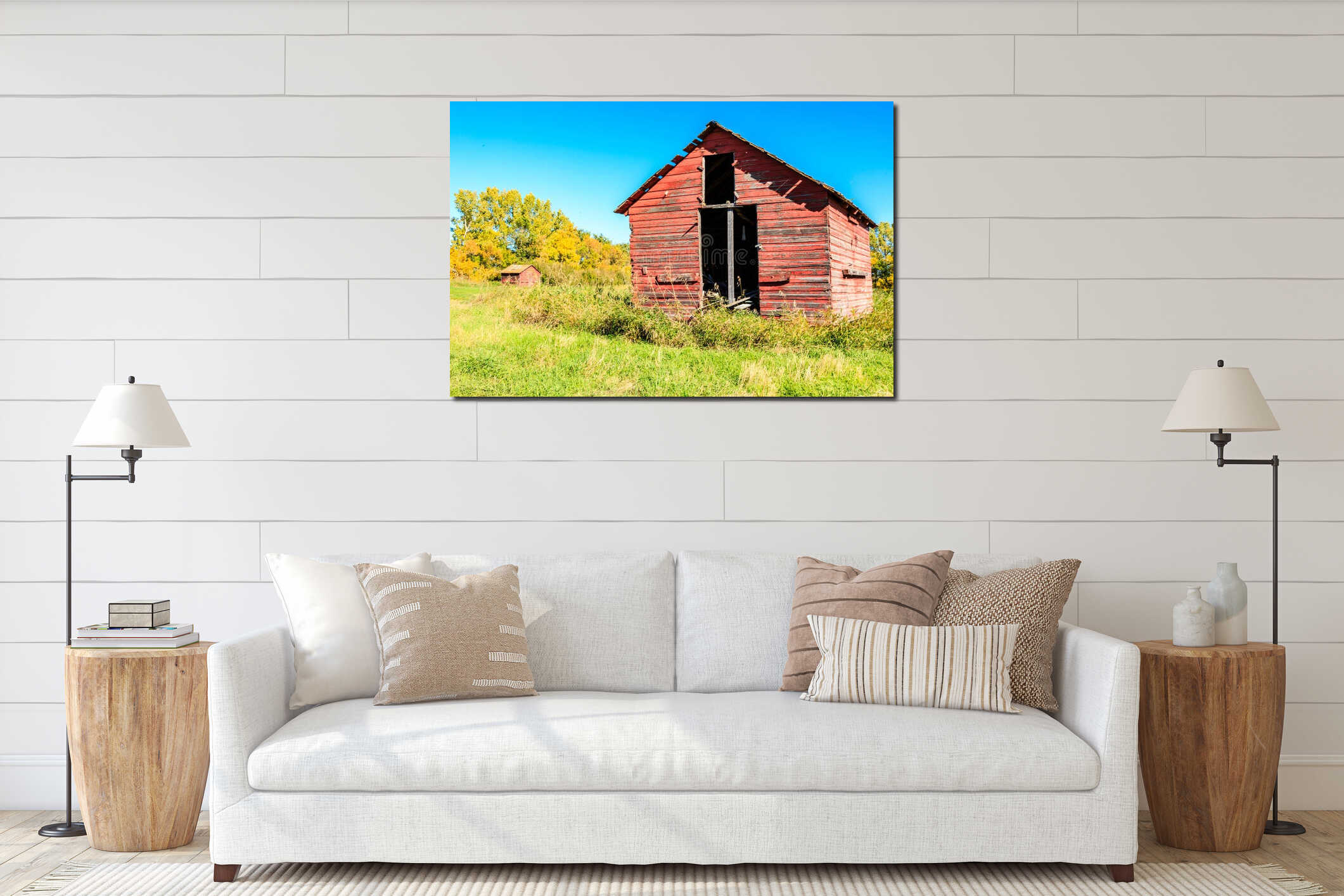 Canvas hanging interior mockup