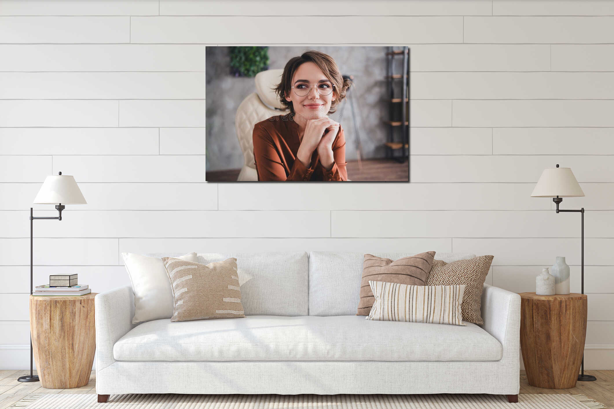 Canvas hanging interior mockup