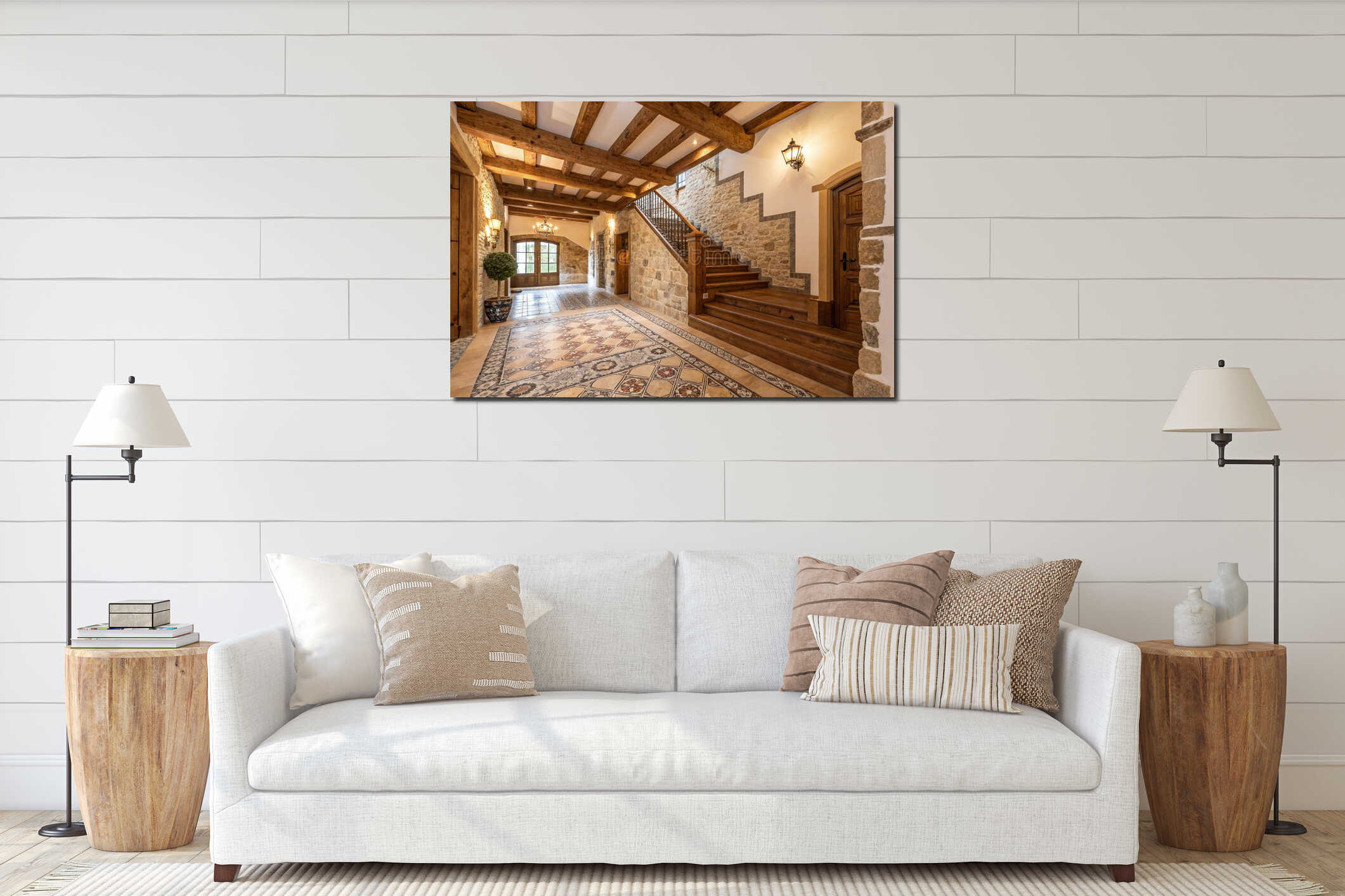 Canvas hanging interior mockup