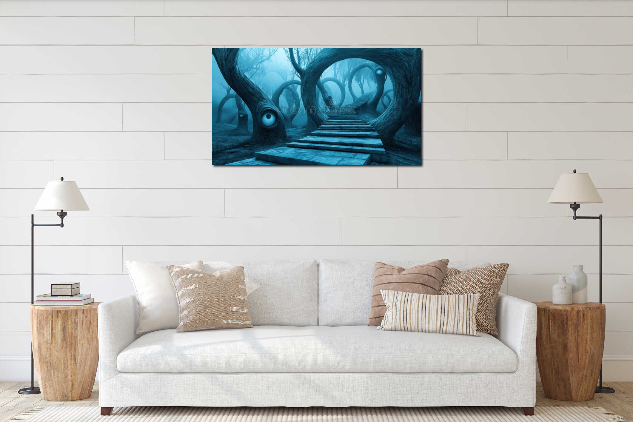 Canvas hanging interior mockup
