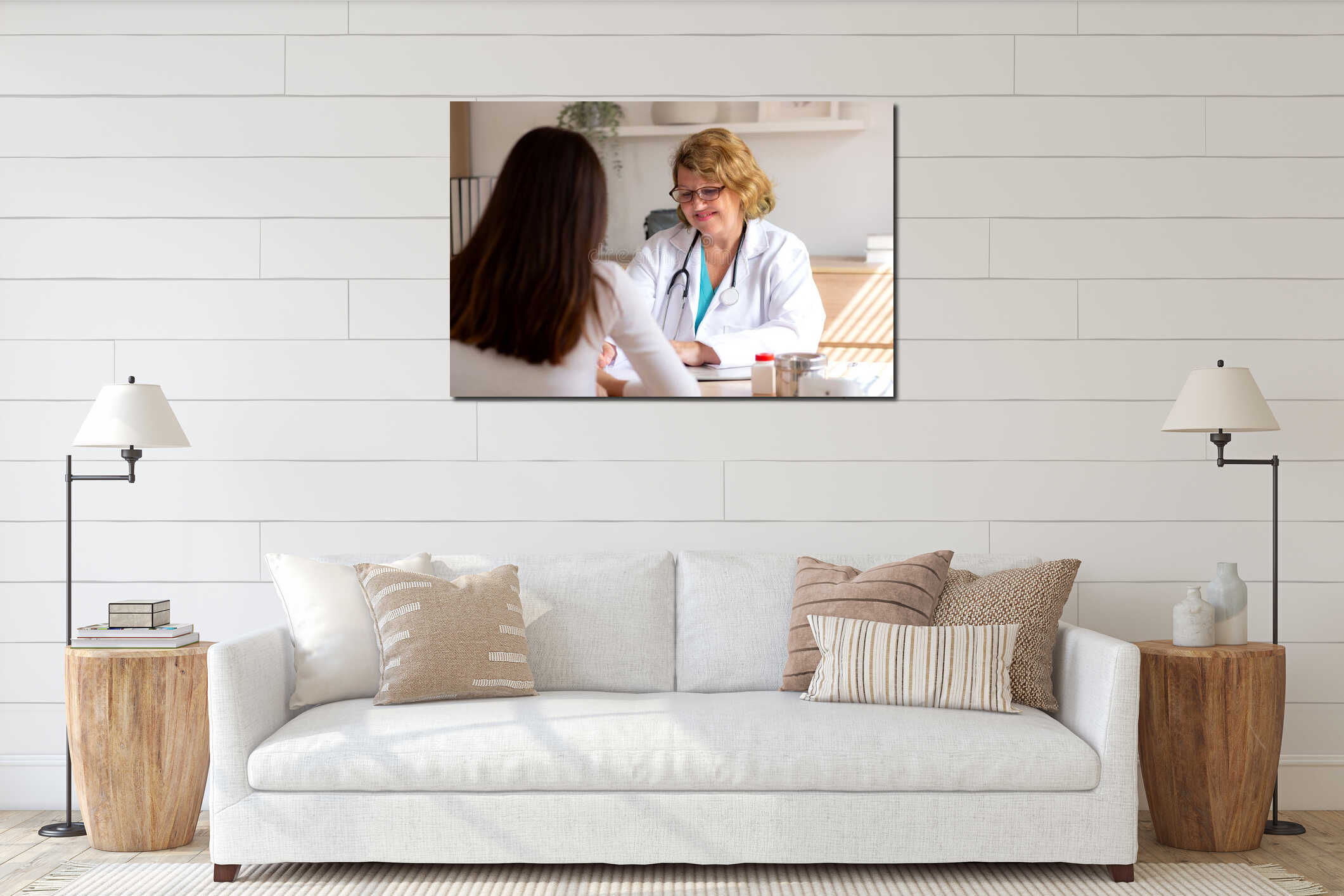 Canvas hanging interior mockup