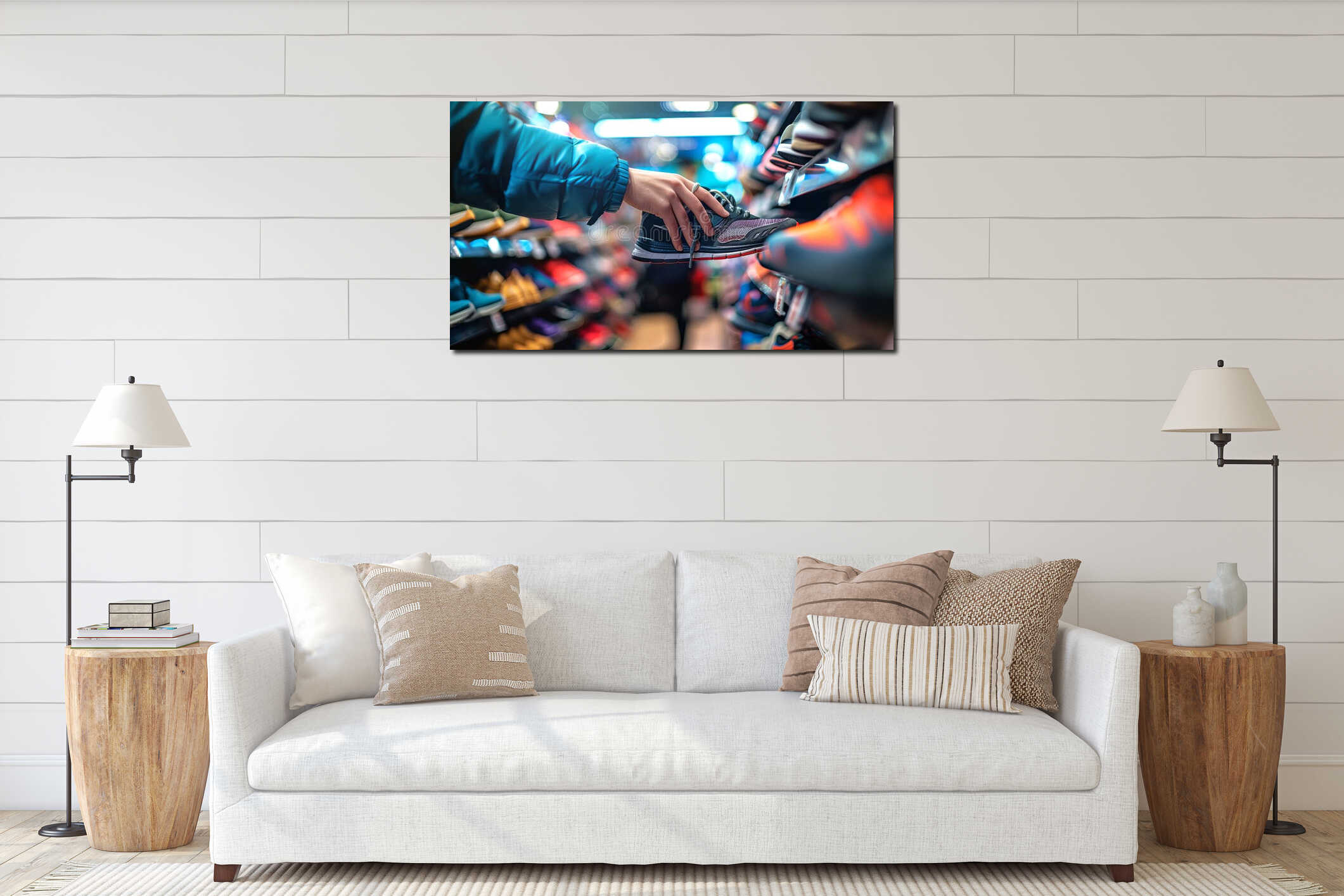 Canvas hanging interior mockup