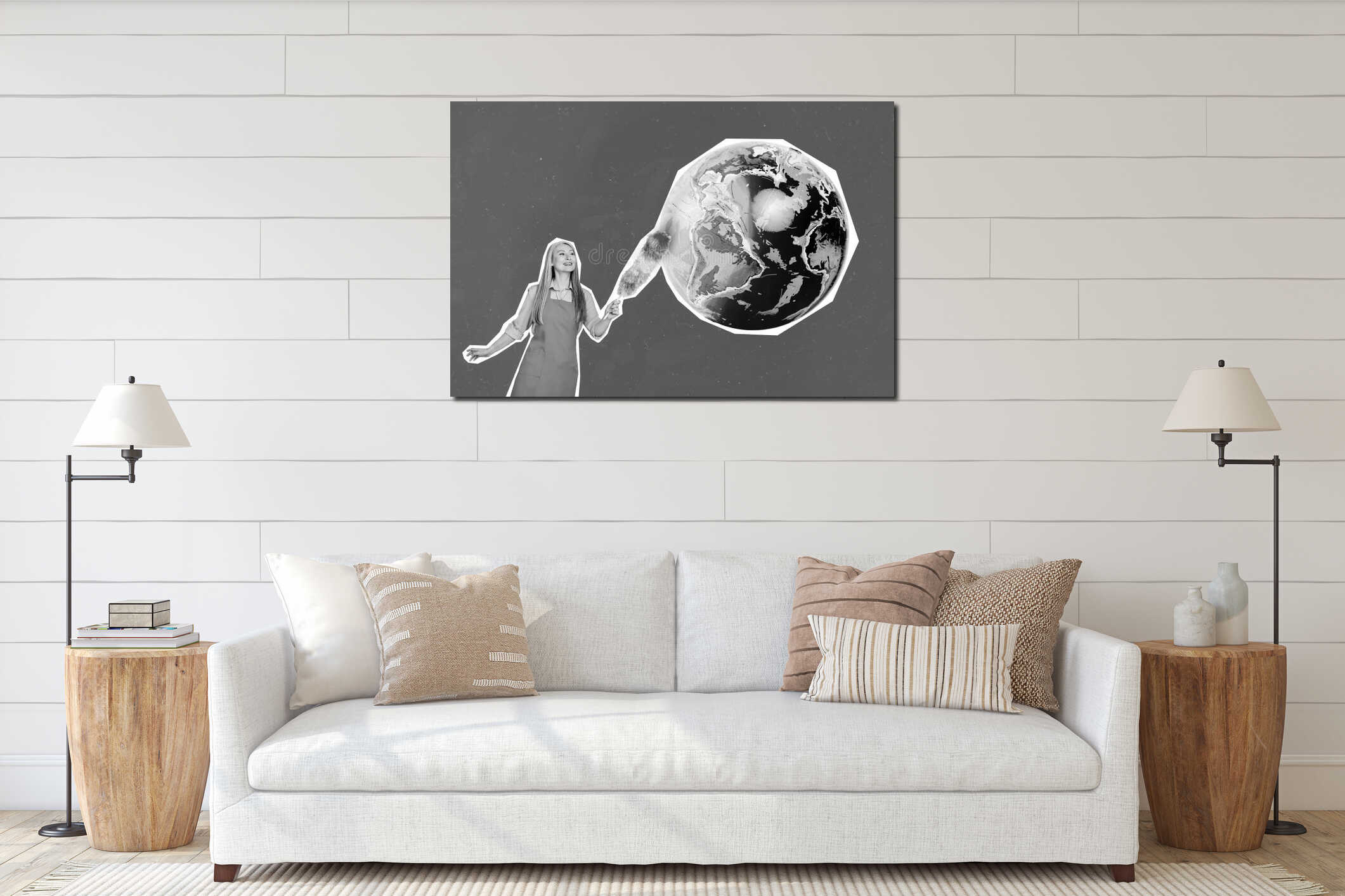 Canvas hanging interior mockup