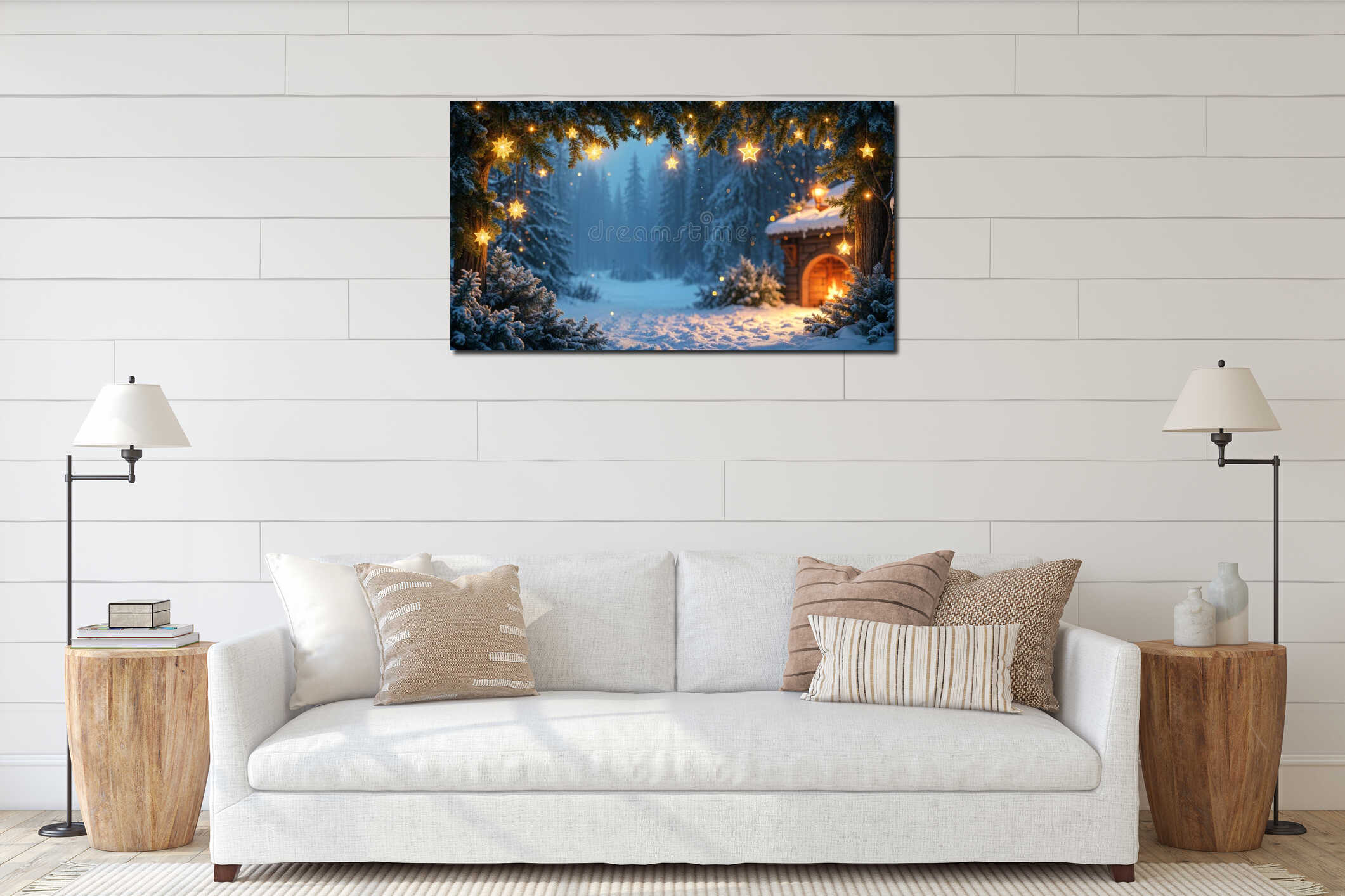 Canvas hanging interior mockup