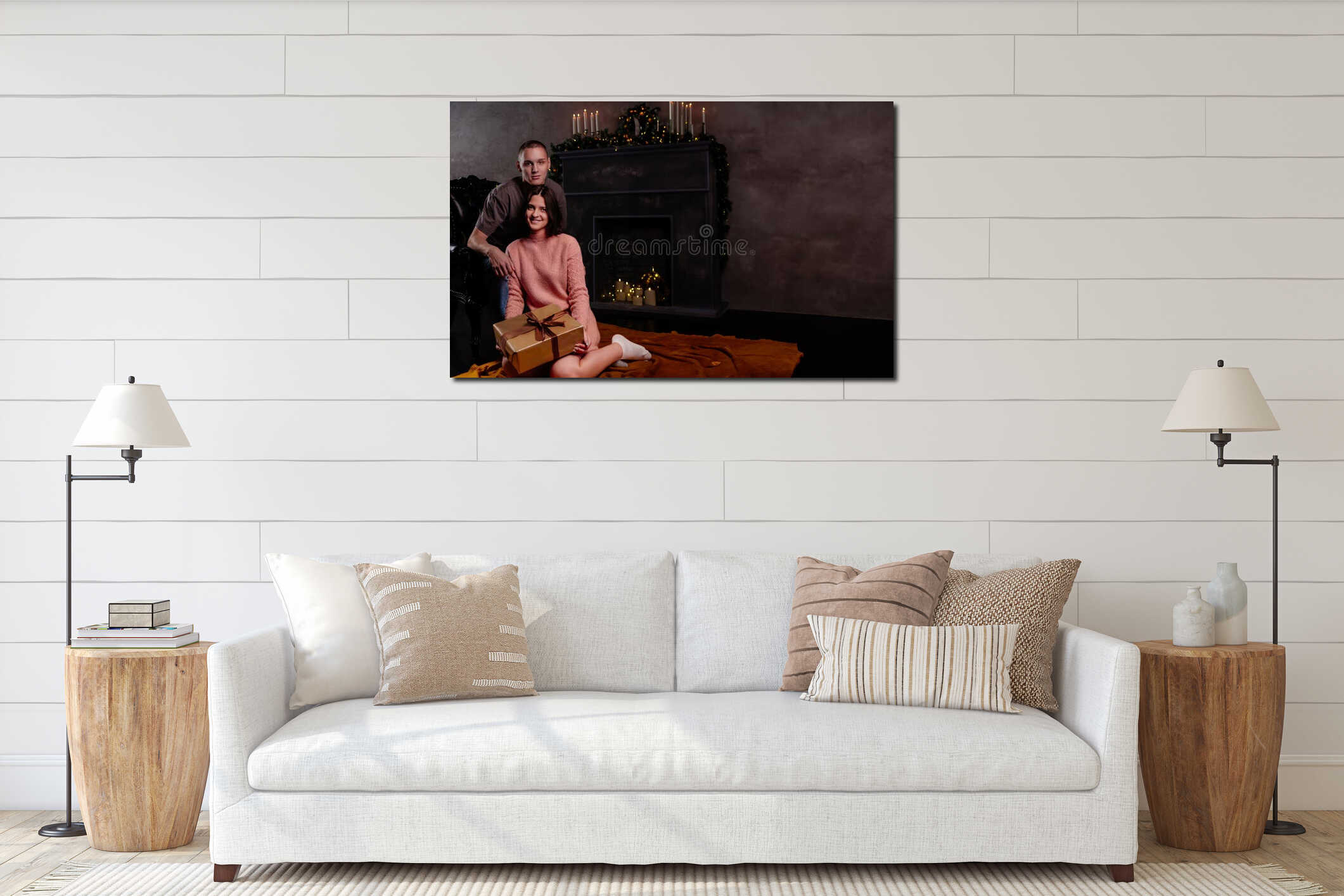 Canvas hanging interior mockup