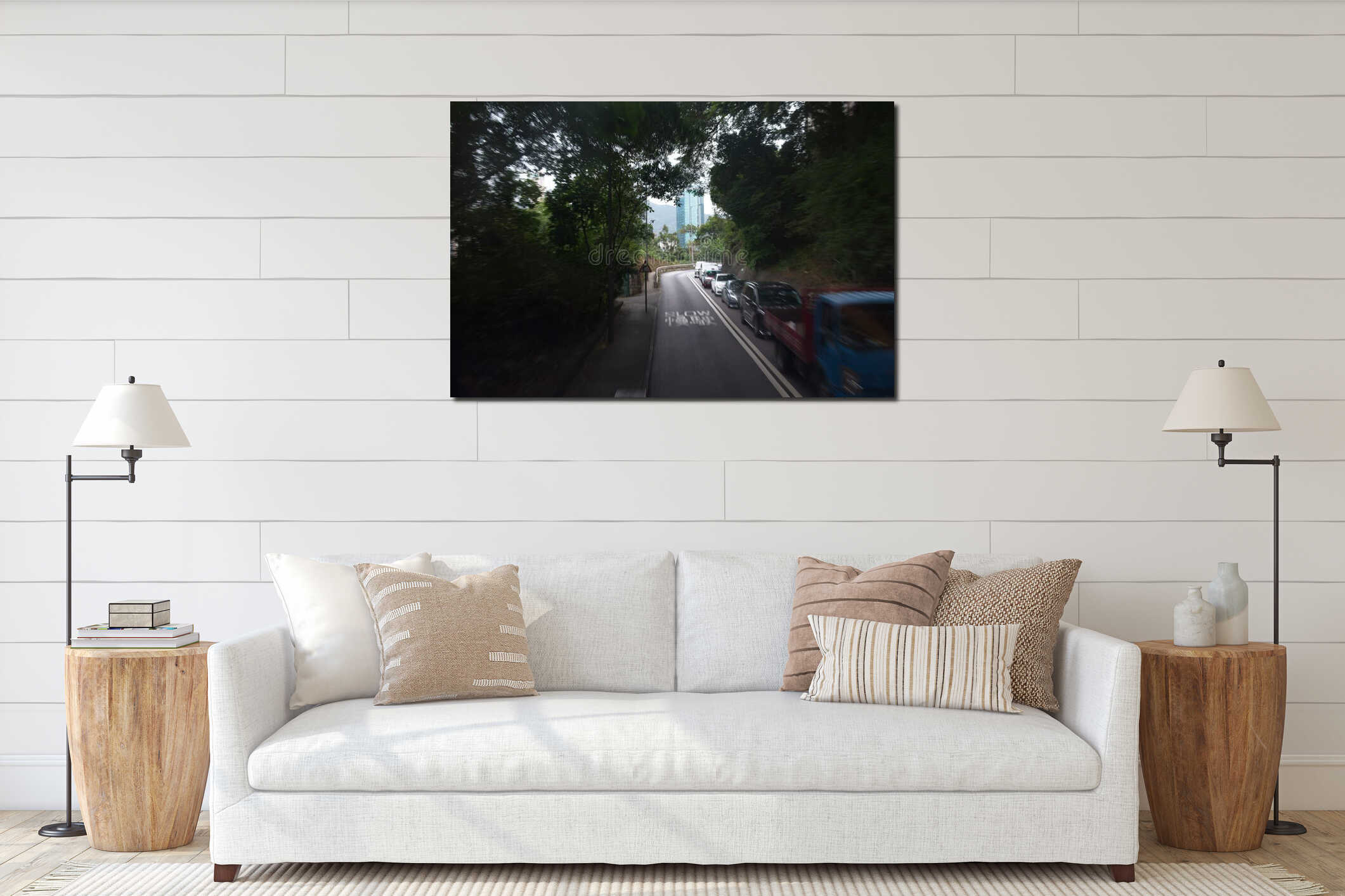 Canvas hanging interior mockup