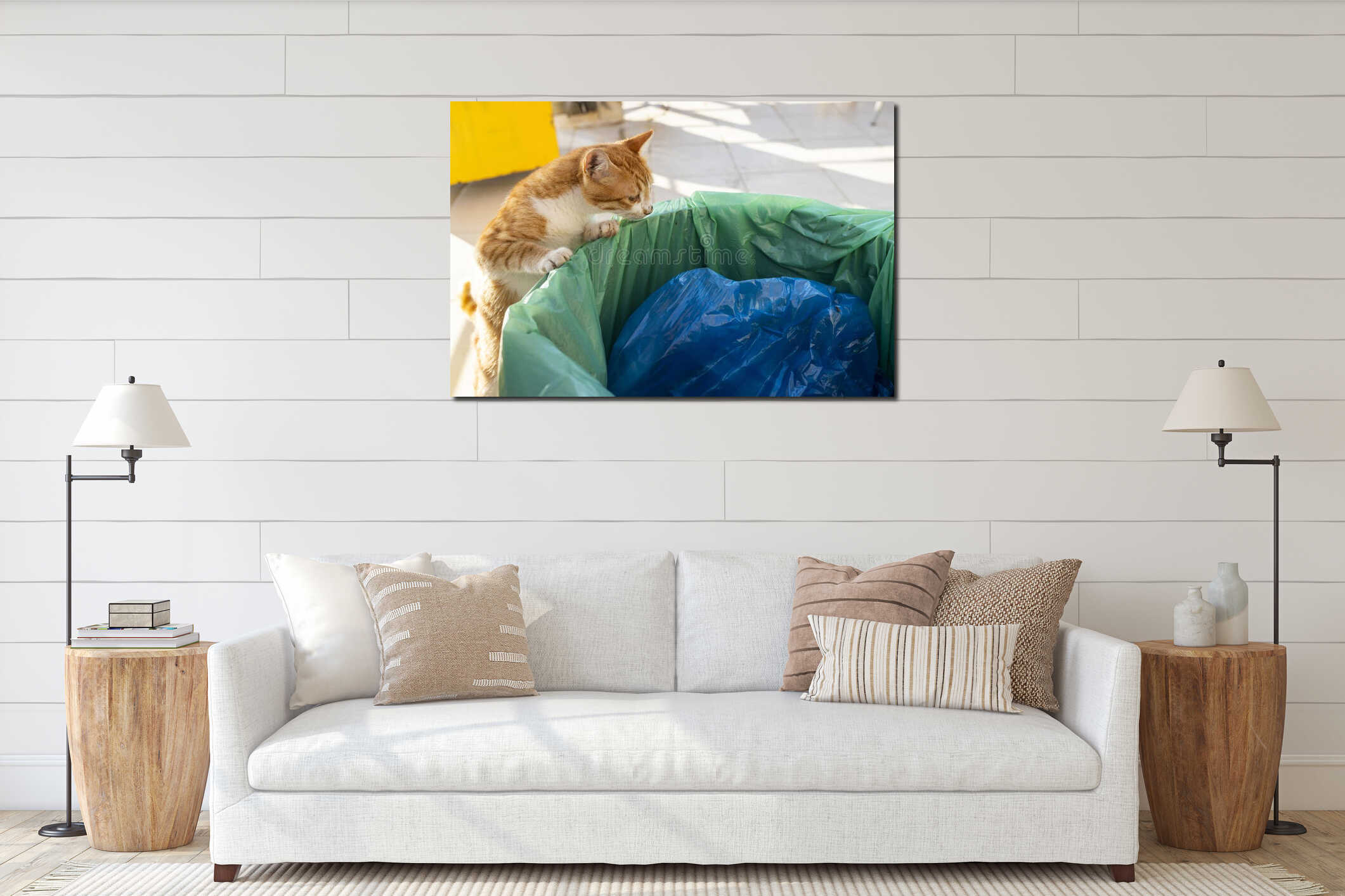 Canvas hanging interior mockup