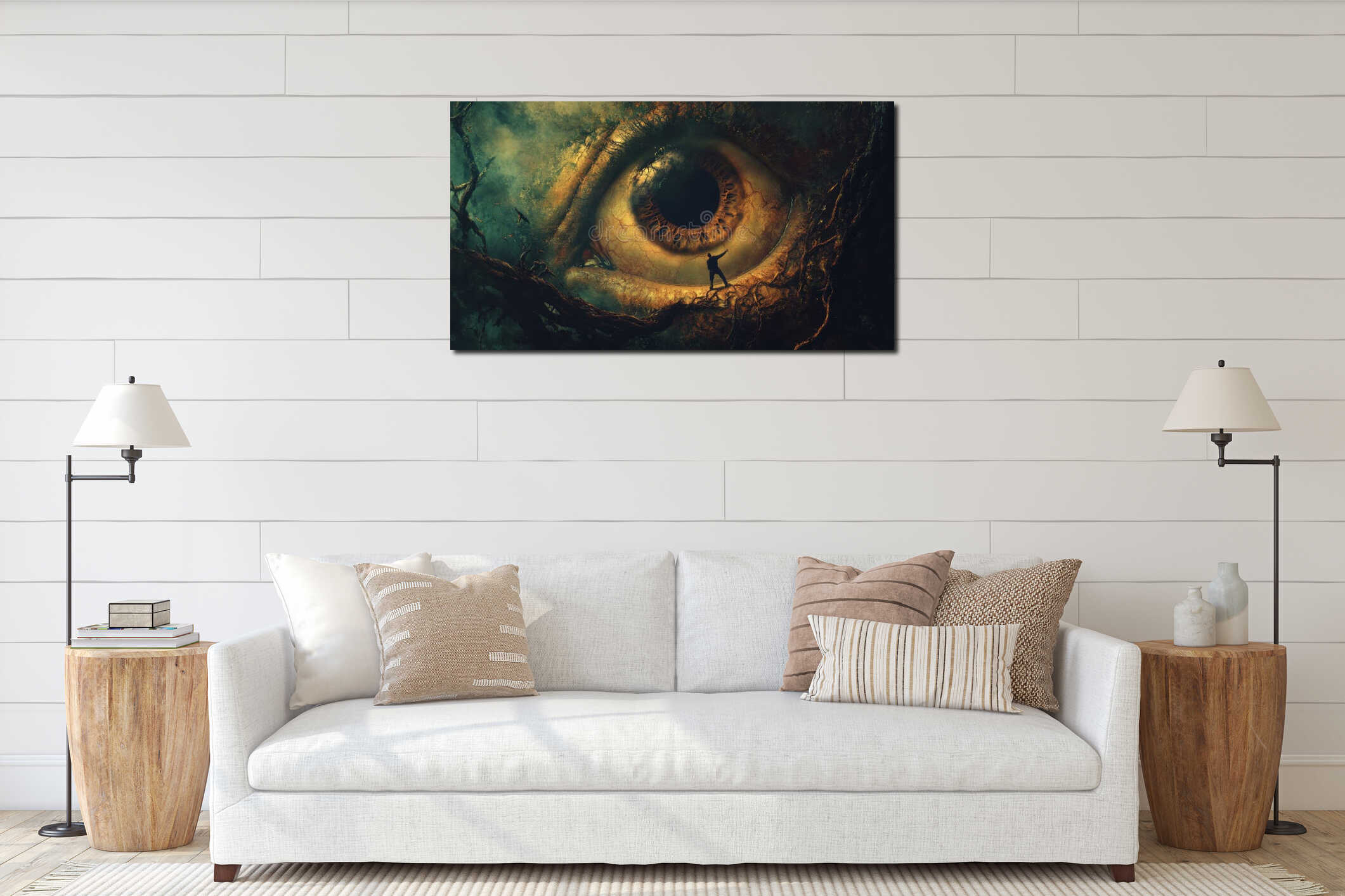 Canvas hanging interior mockup