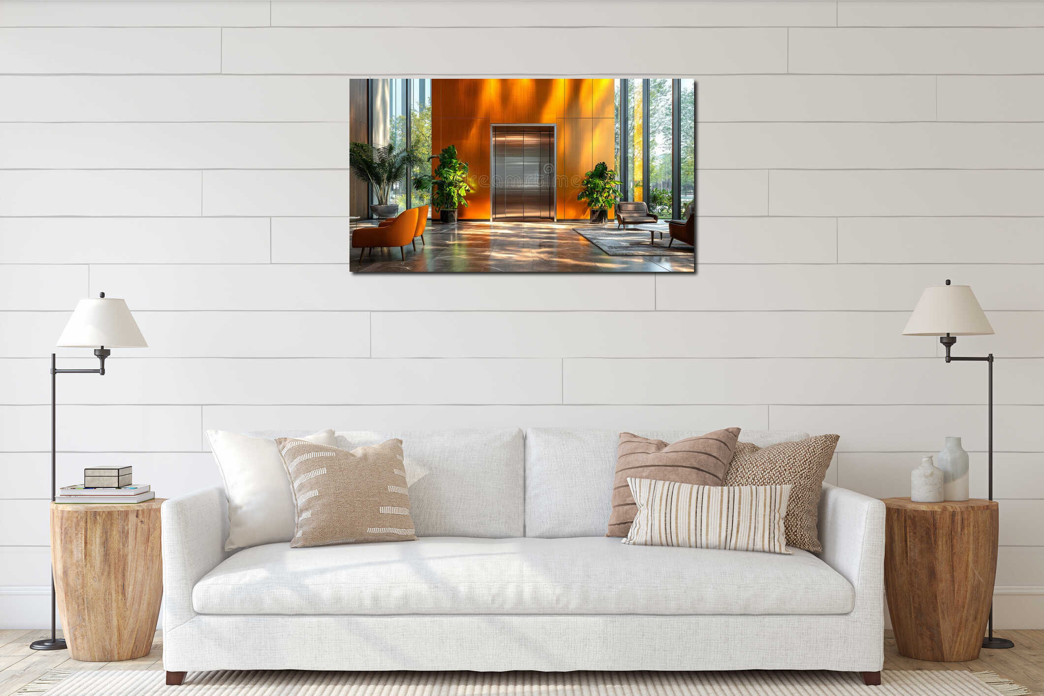 Canvas hanging interior mockup
