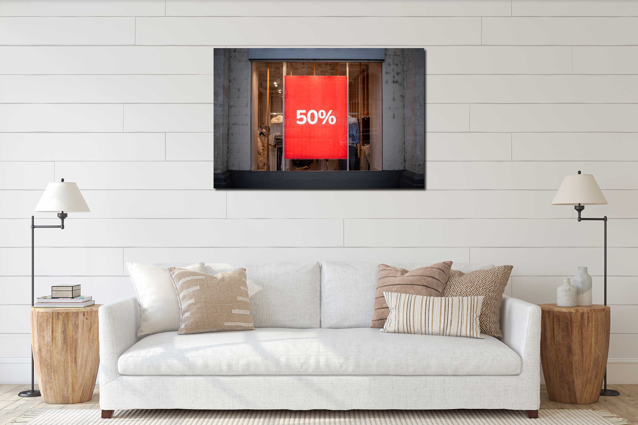 Canvas hanging interior mockup