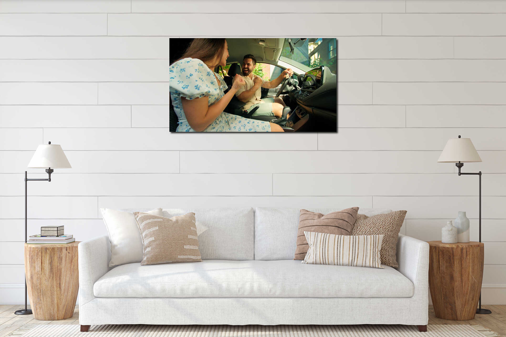 Canvas hanging interior mockup