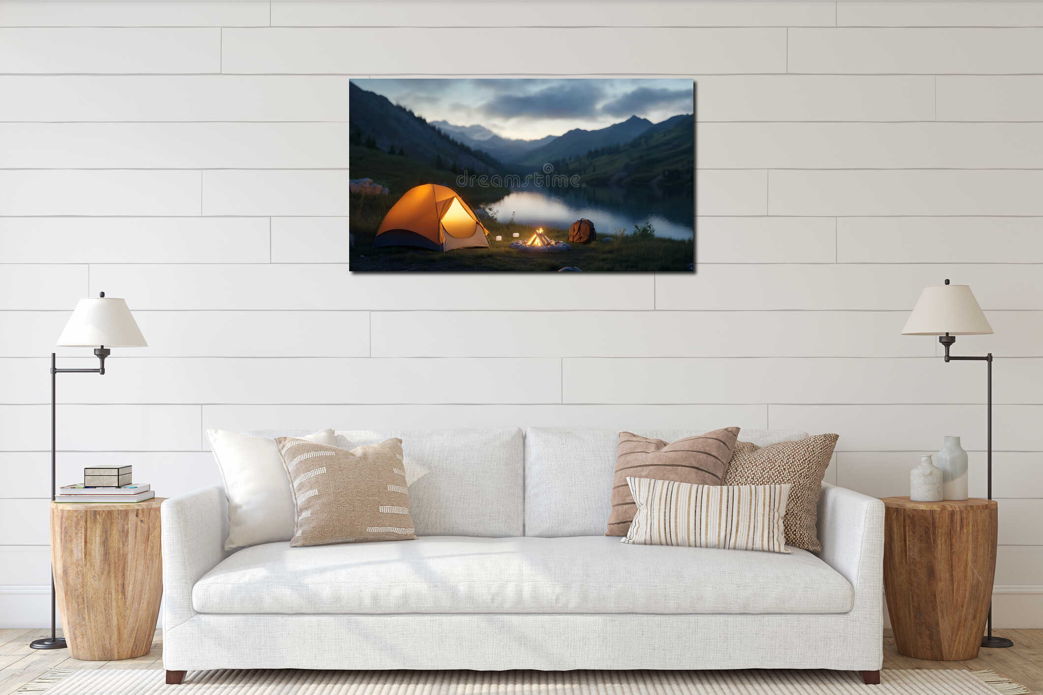 Canvas hanging interior mockup