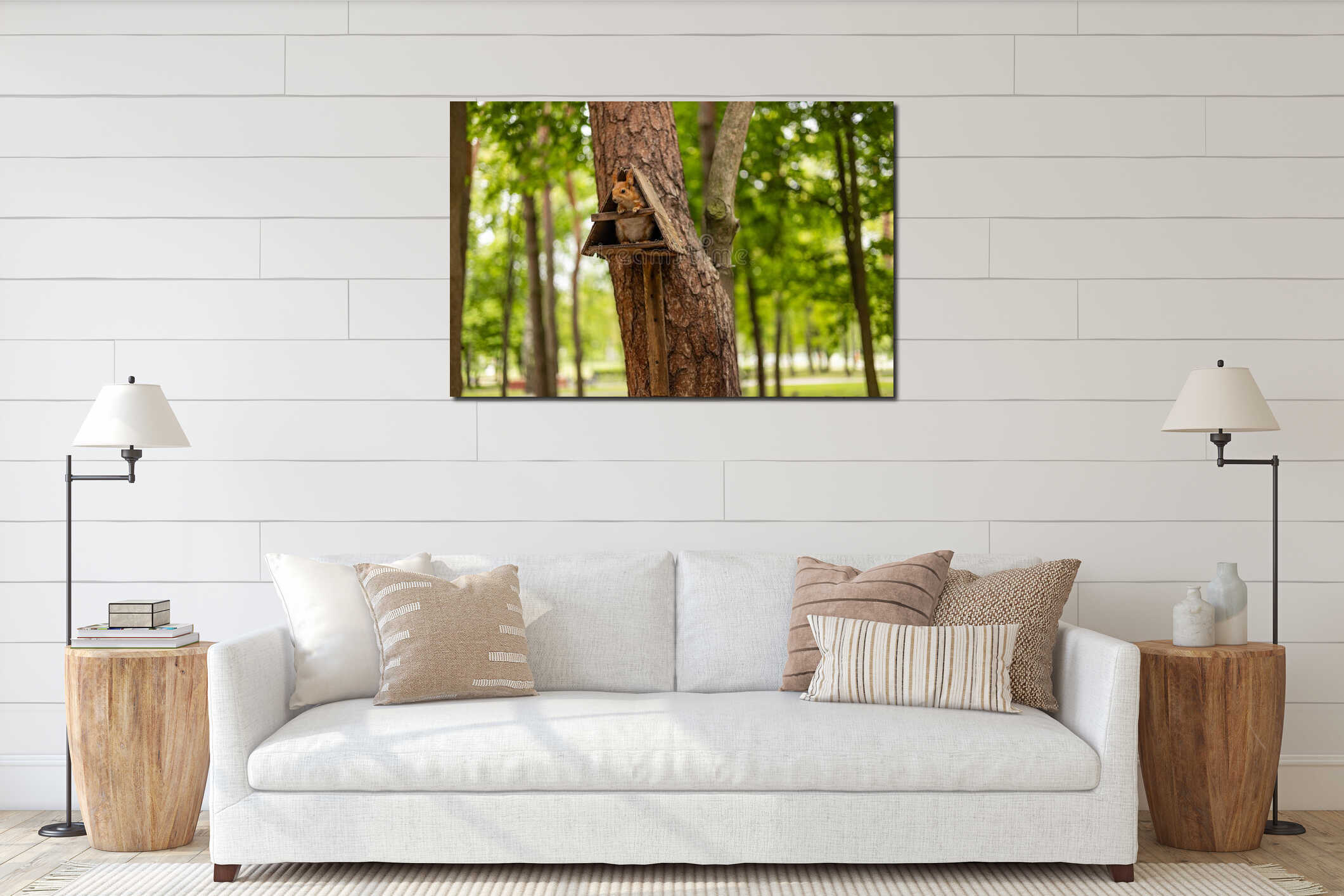 Canvas hanging interior mockup