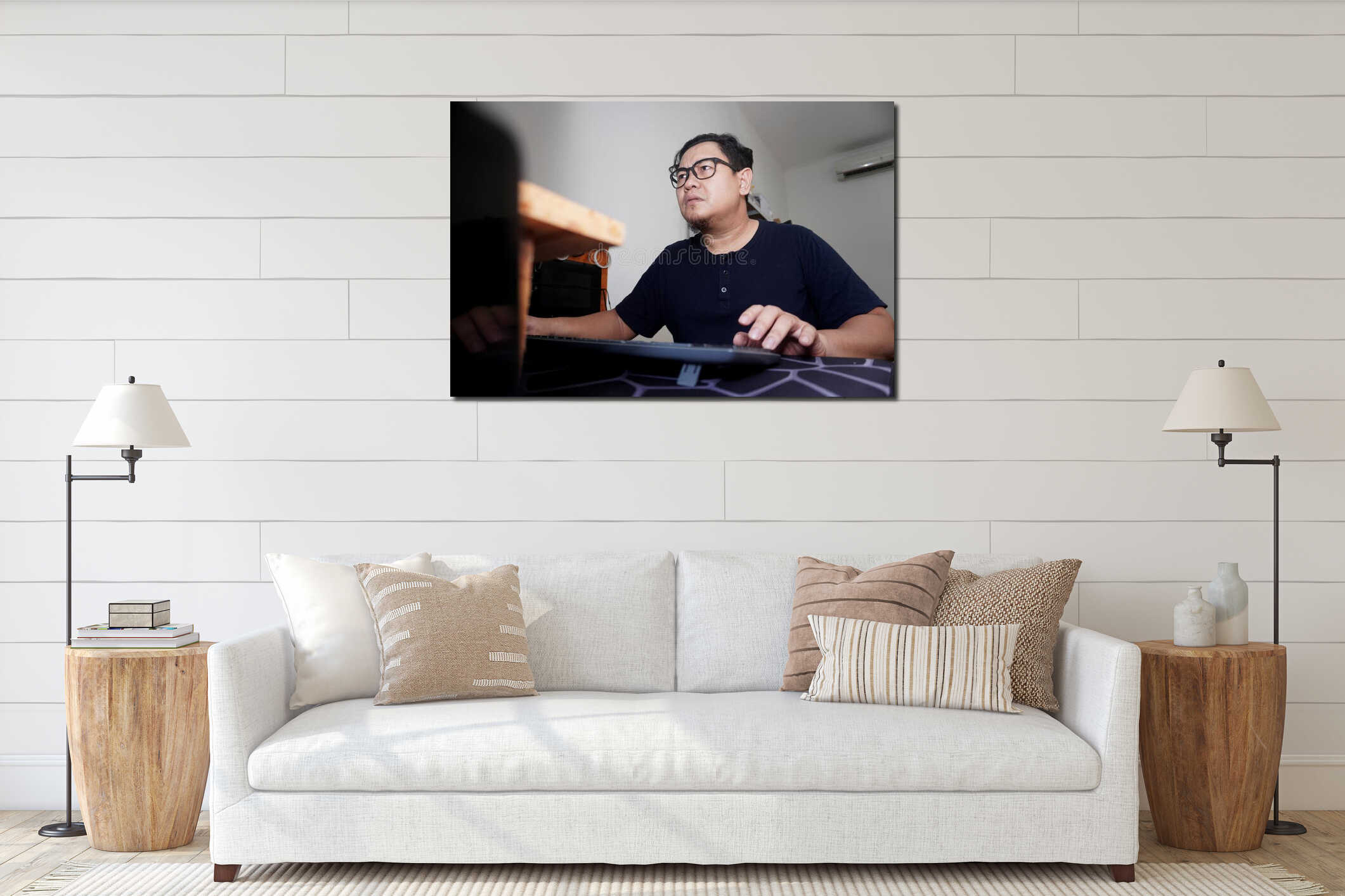 Canvas hanging interior mockup