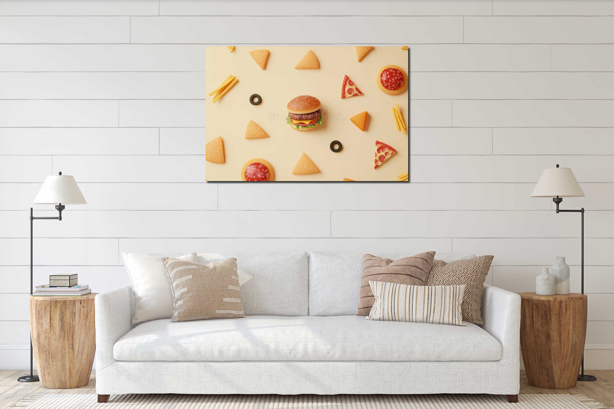 Canvas hanging interior mockup