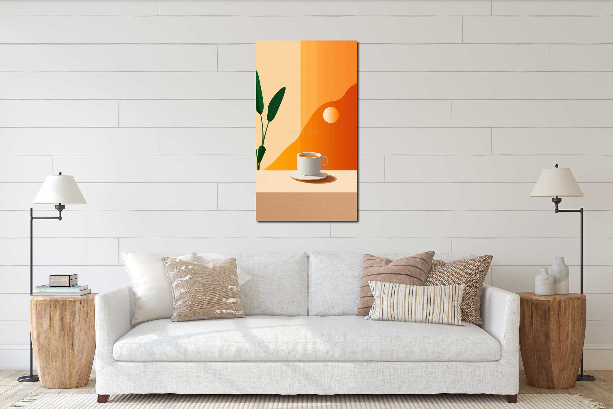 Canvas hanging interior mockup