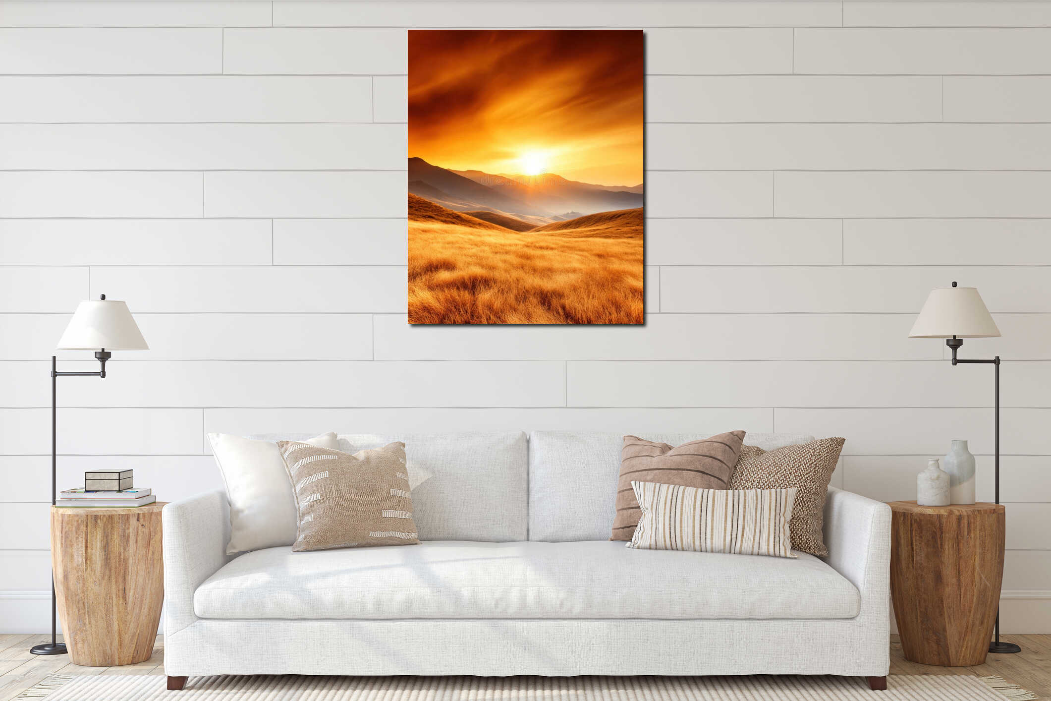 Canvas hanging interior mockup