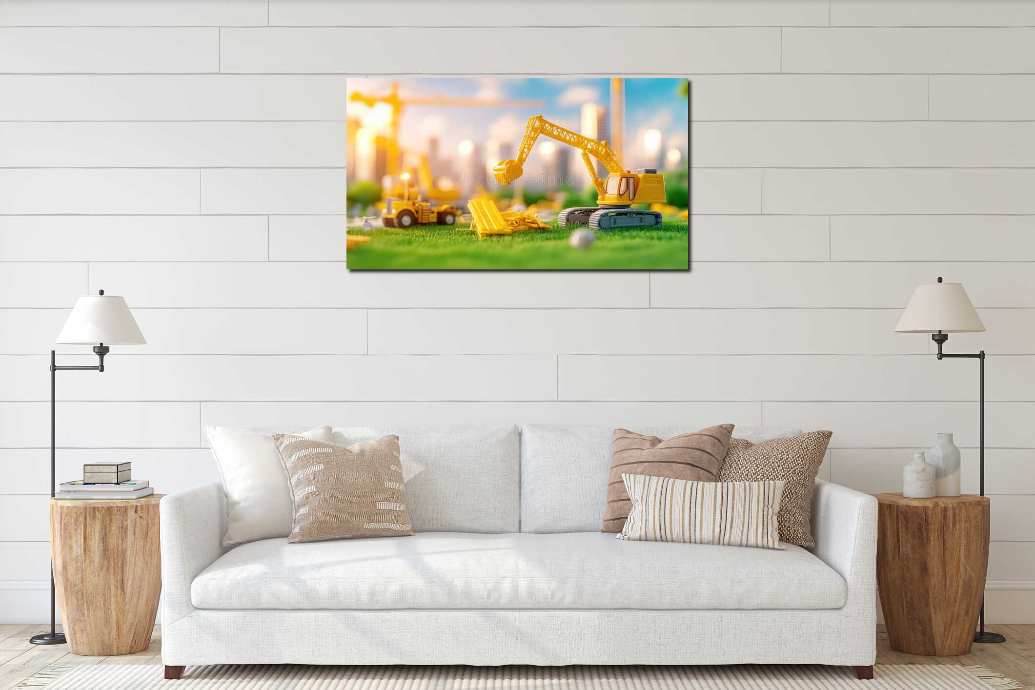 Canvas hanging interior mockup