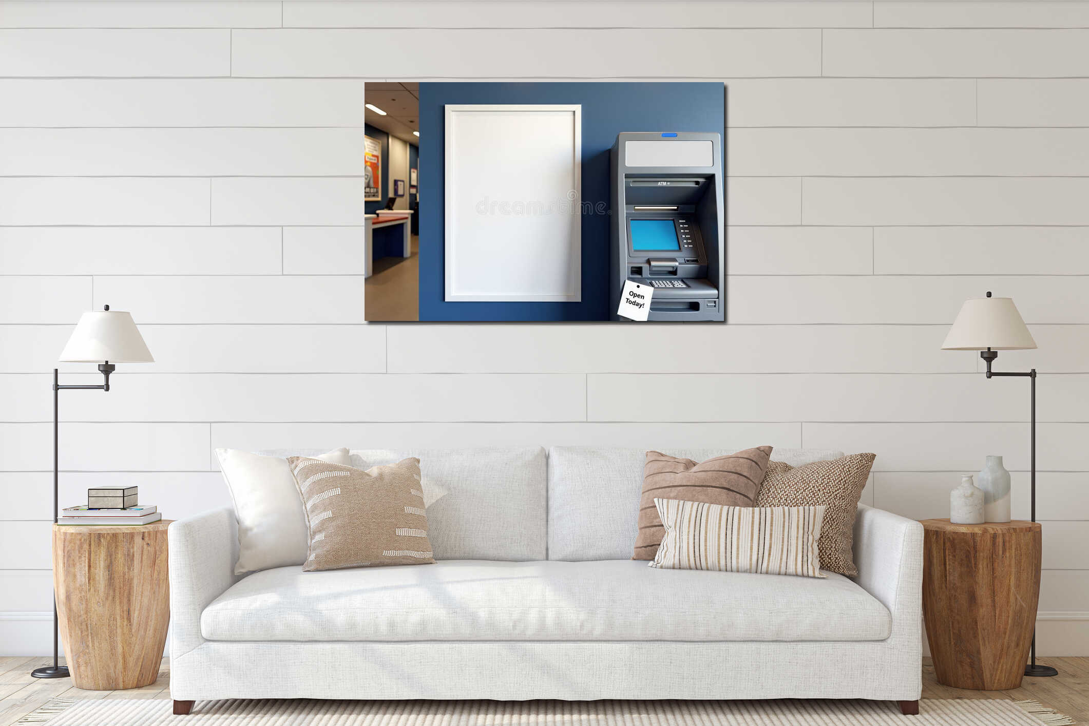 Canvas hanging interior mockup