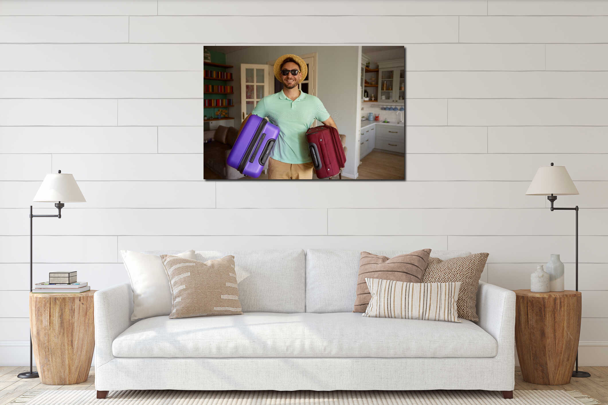 Canvas hanging interior mockup