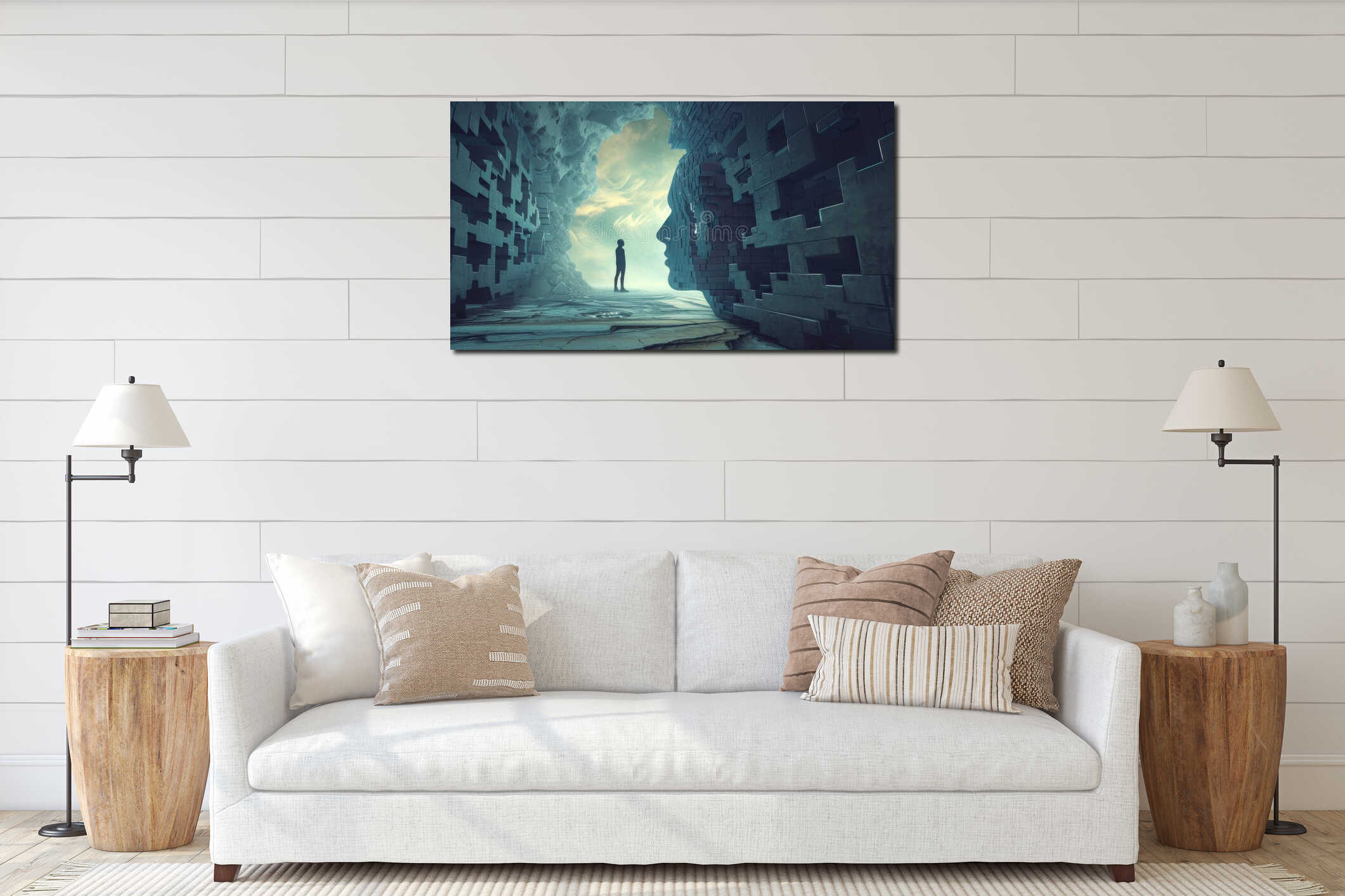 Canvas hanging interior mockup
