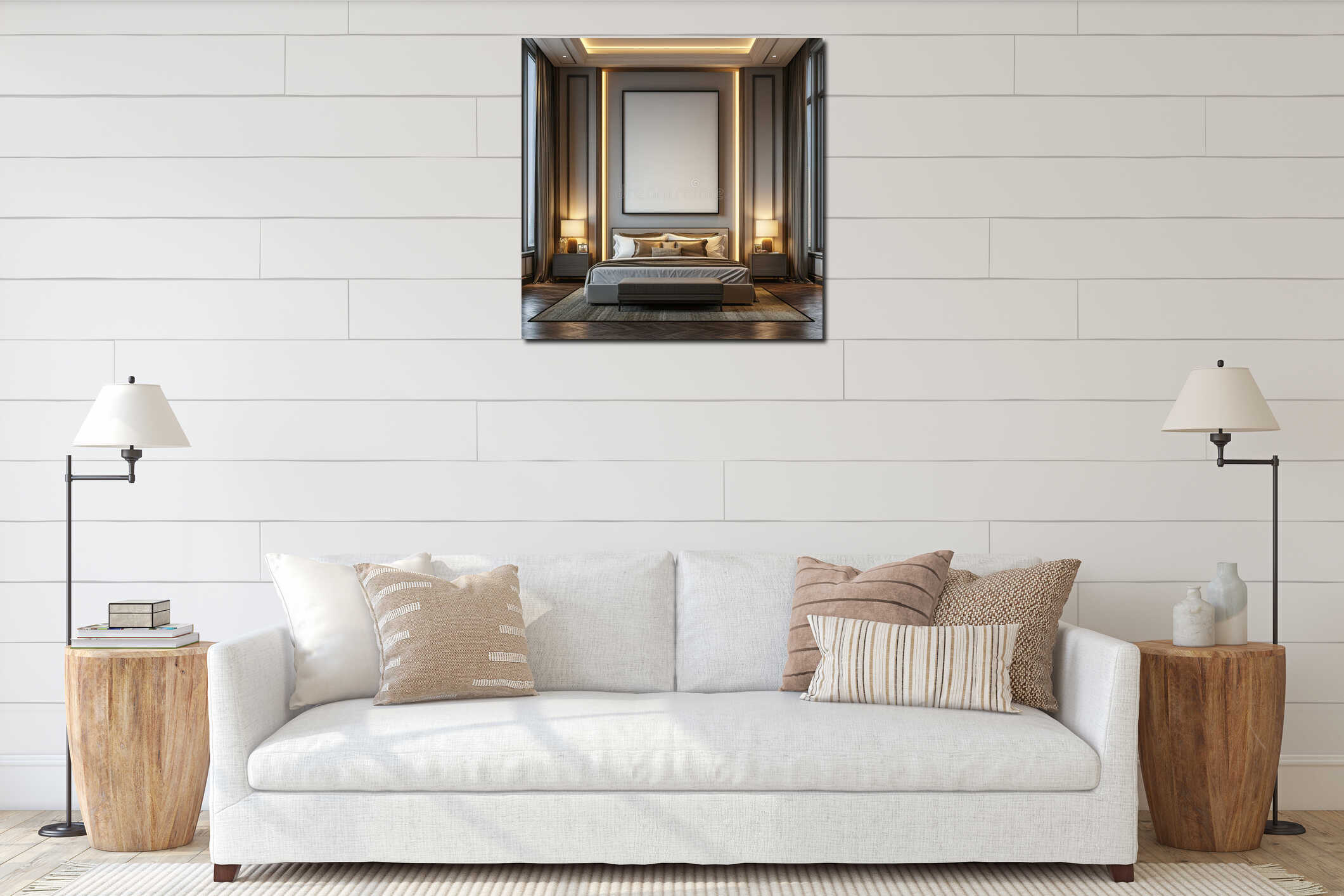 Canvas hanging interior mockup