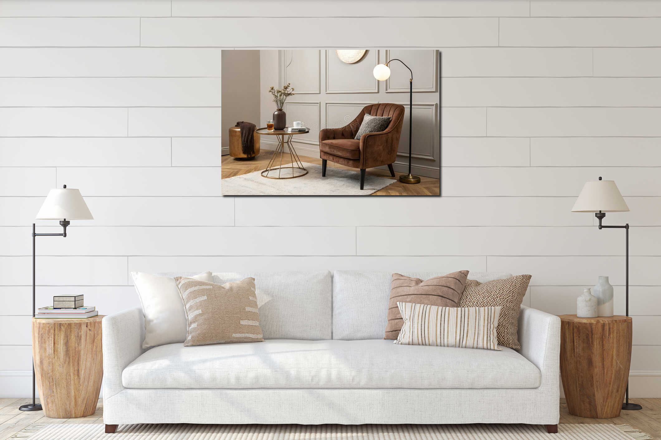 Canvas hanging interior mockup