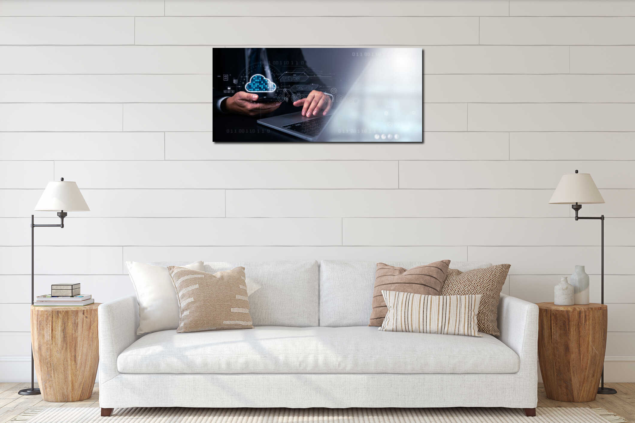 Canvas hanging interior mockup