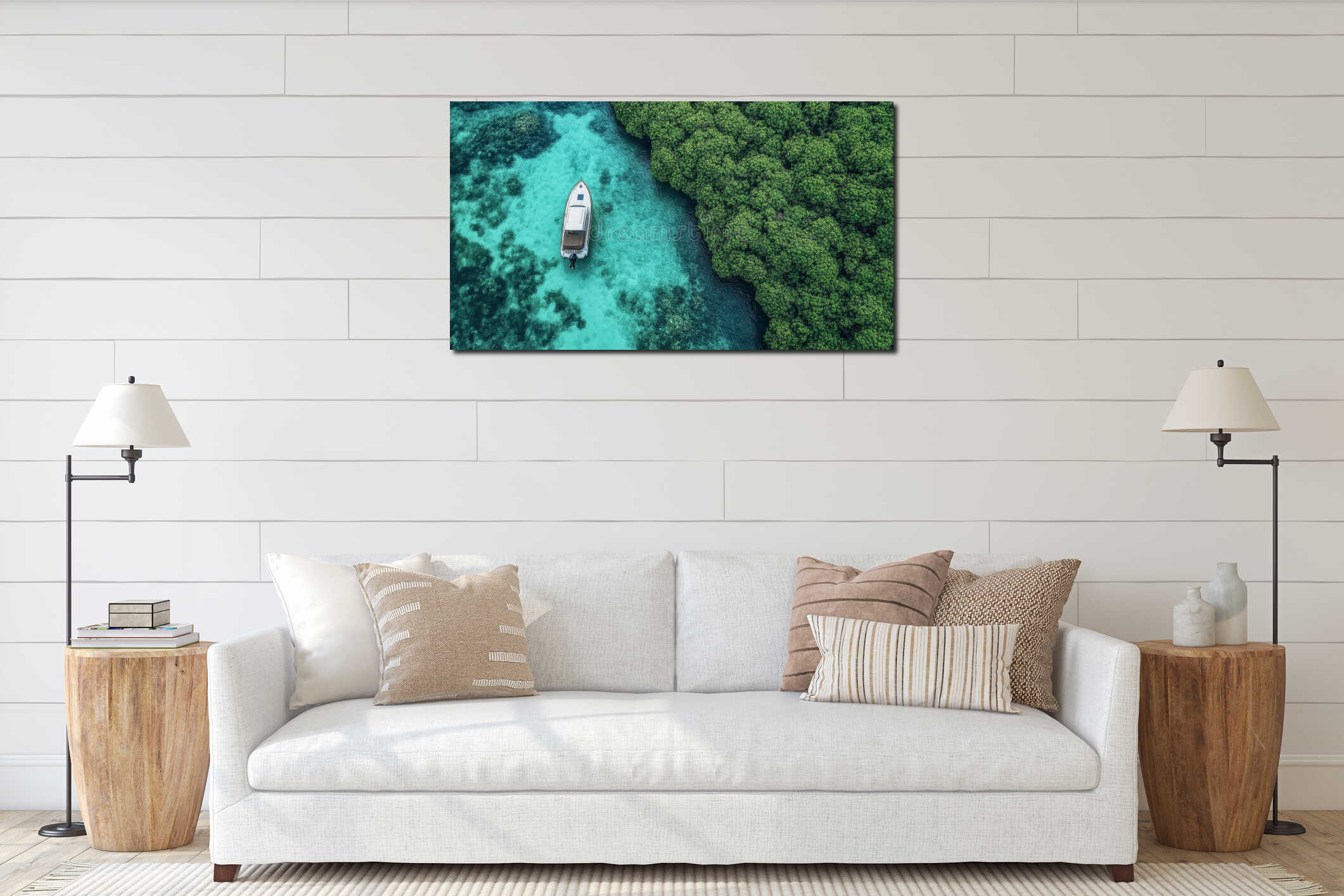 Canvas hanging interior mockup