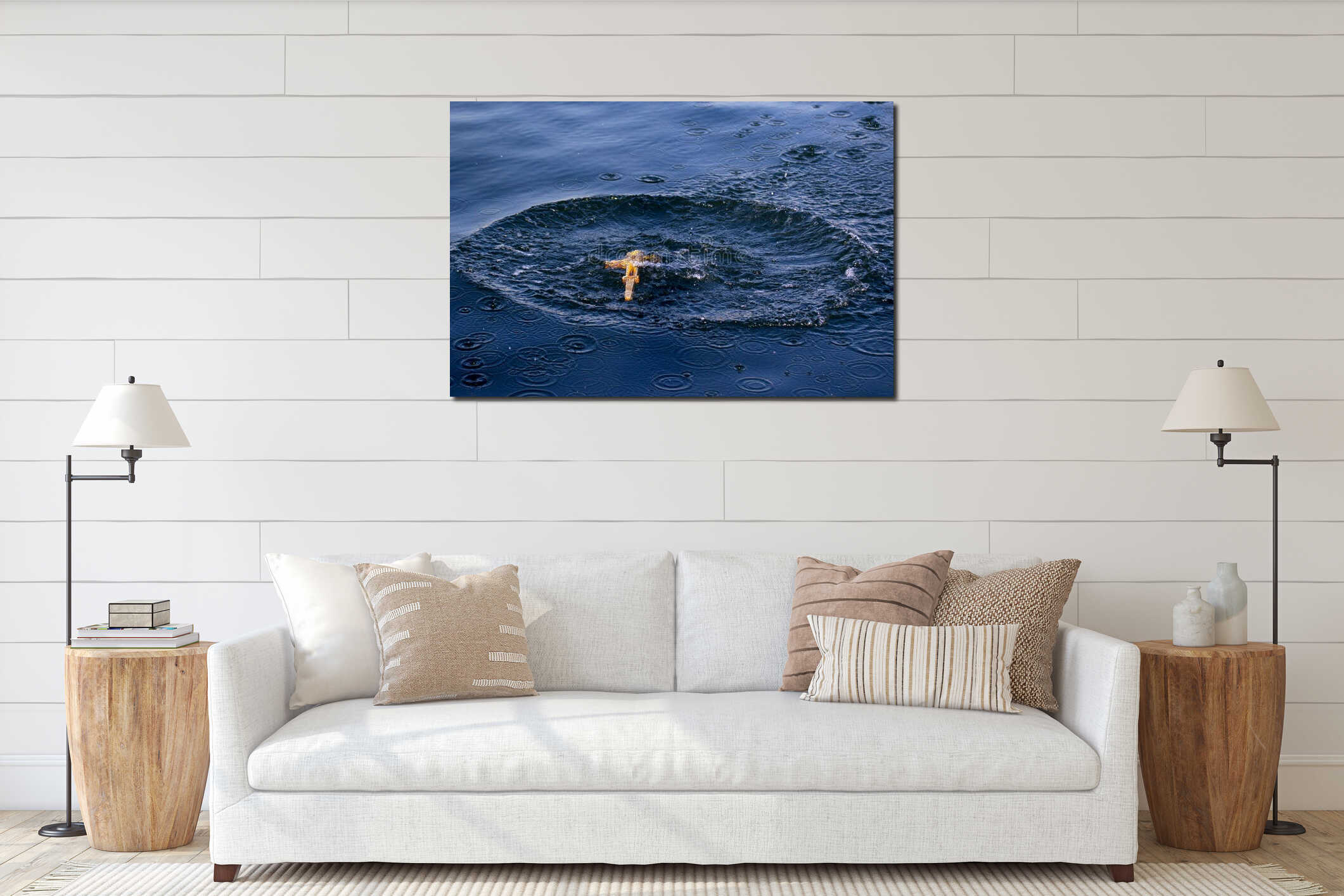 Canvas hanging interior mockup