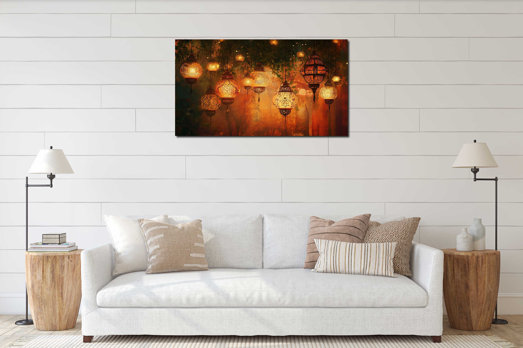 Canvas hanging interior mockup