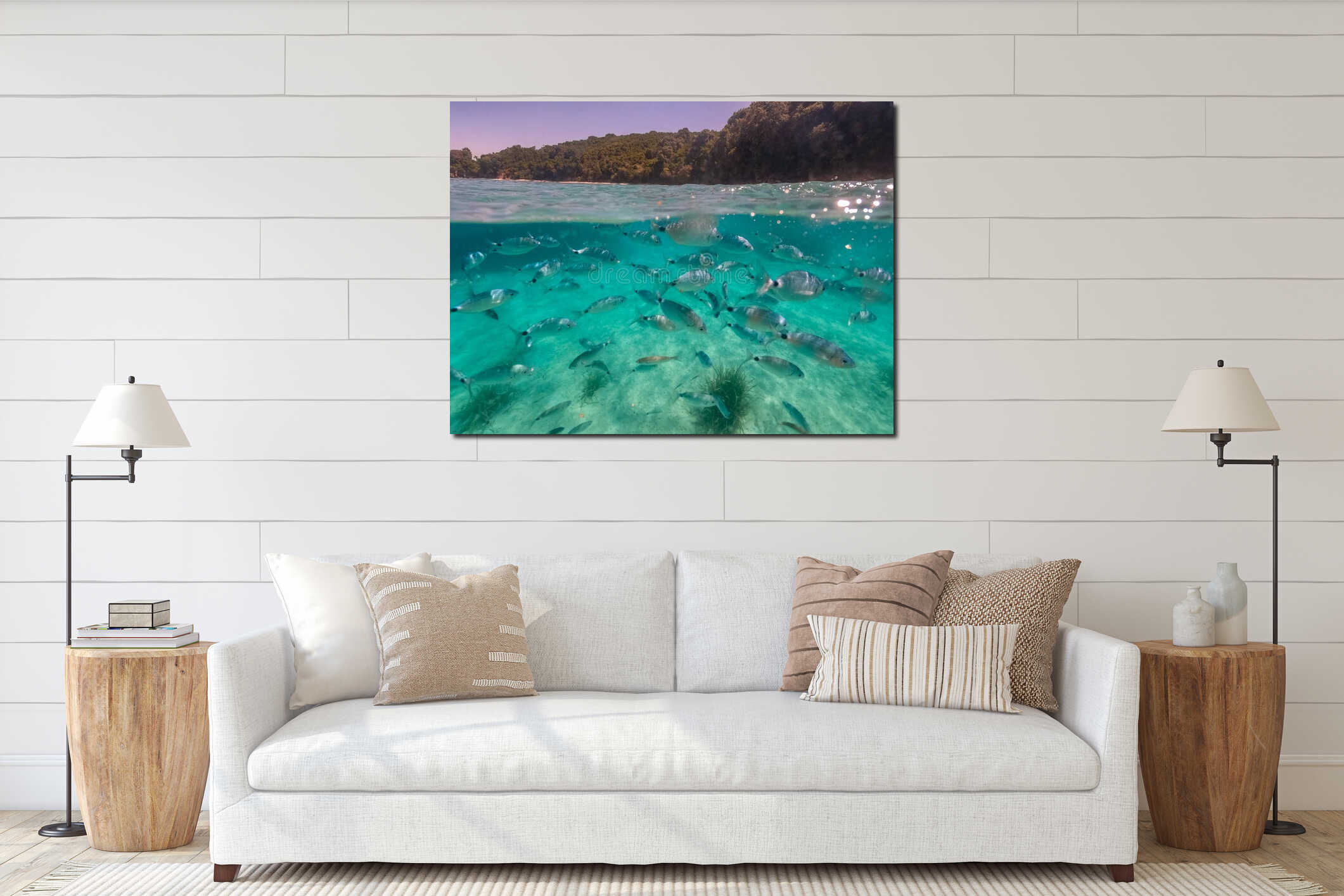 Canvas hanging interior mockup