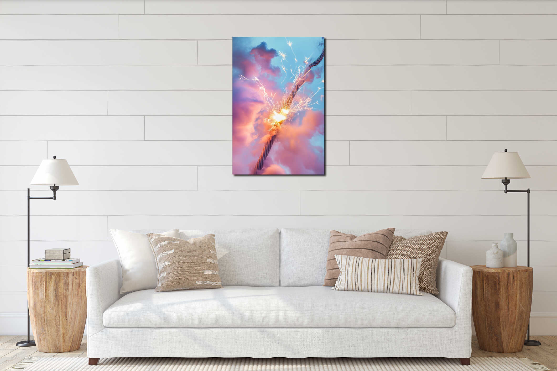 Canvas hanging interior mockup