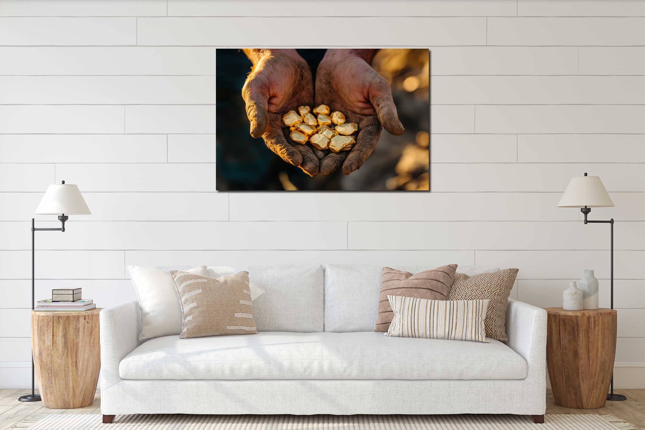 Canvas hanging interior mockup