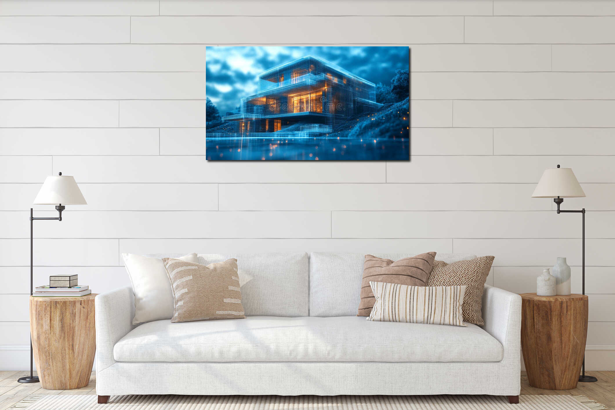 Canvas hanging interior mockup