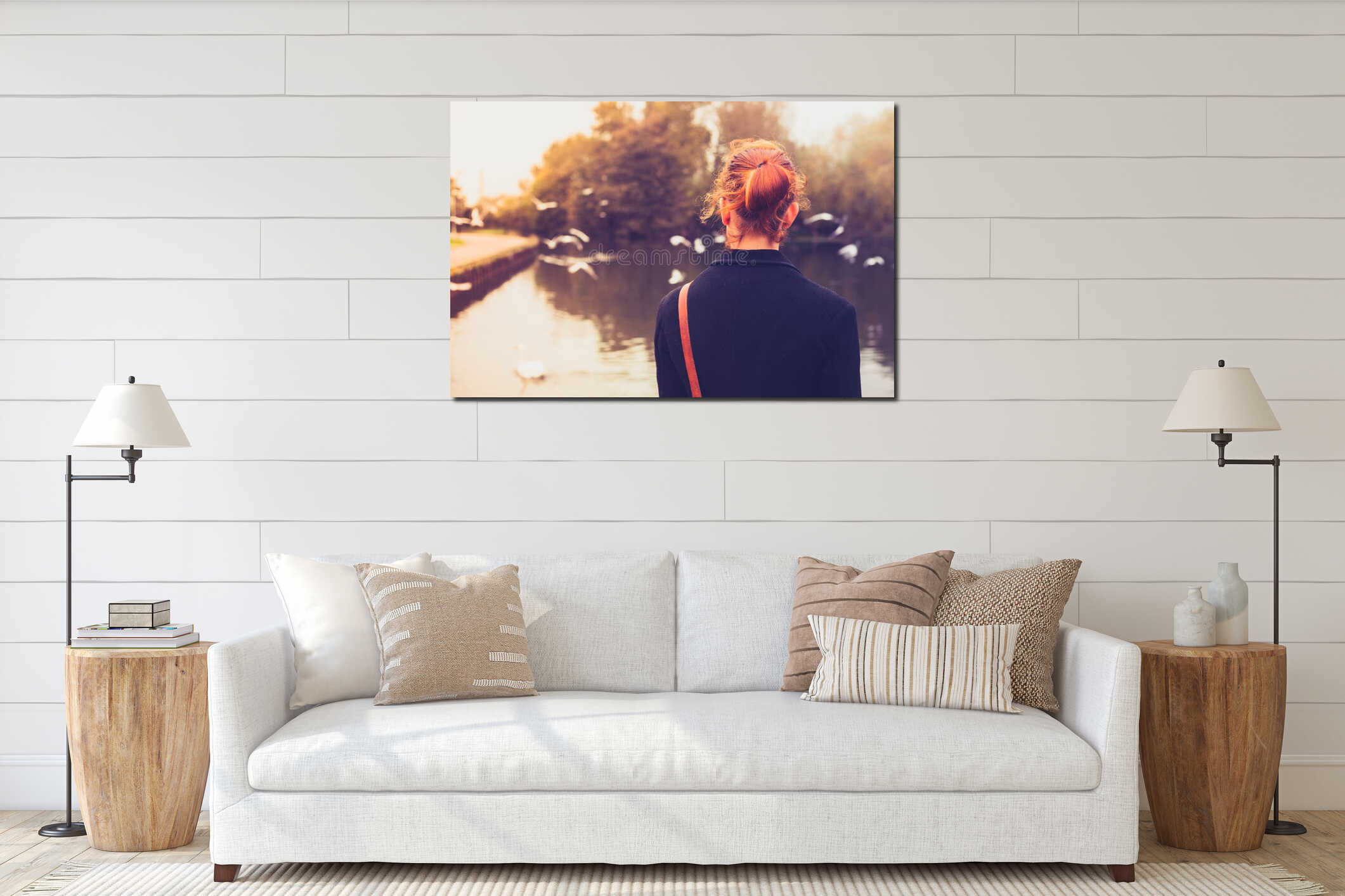 Canvas hanging interior mockup