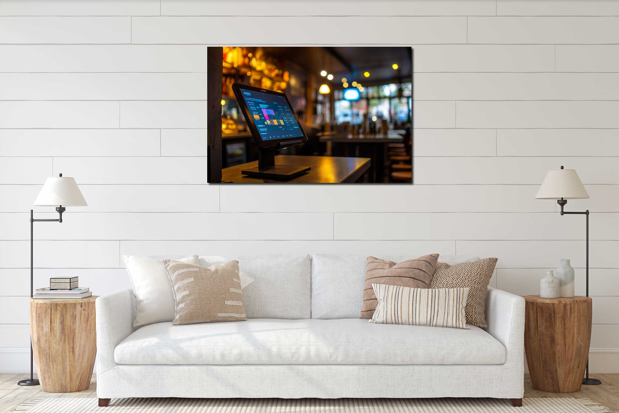 Canvas hanging interior mockup