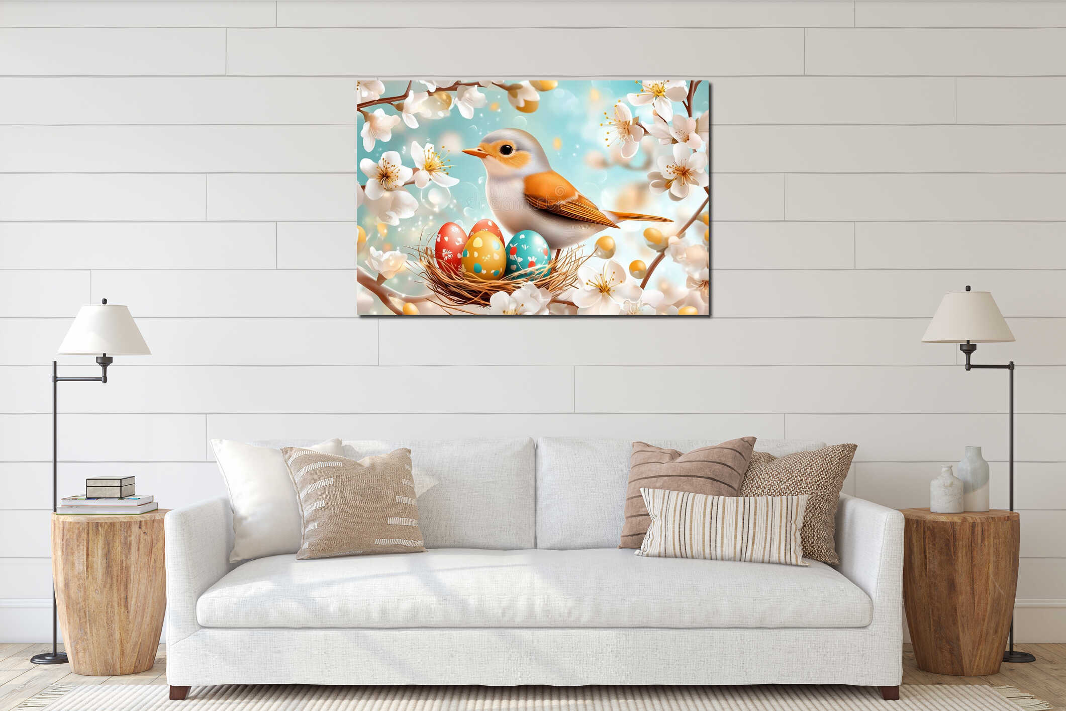 Canvas hanging interior mockup