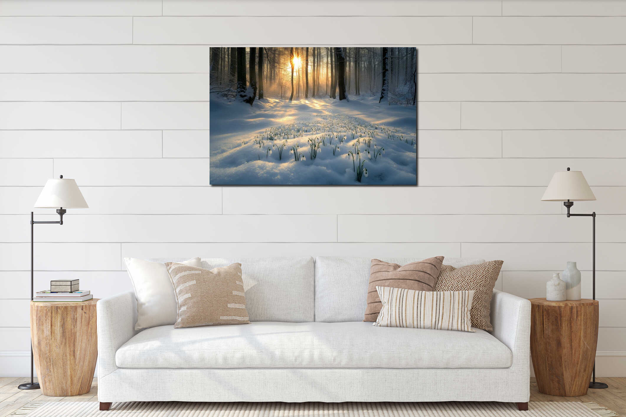 Canvas hanging interior mockup