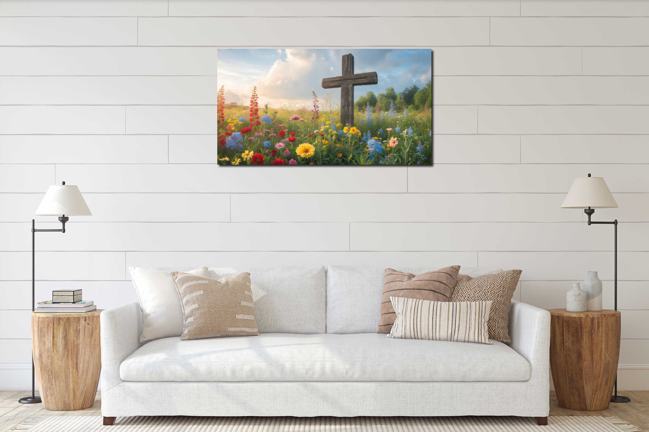 Canvas hanging interior mockup
