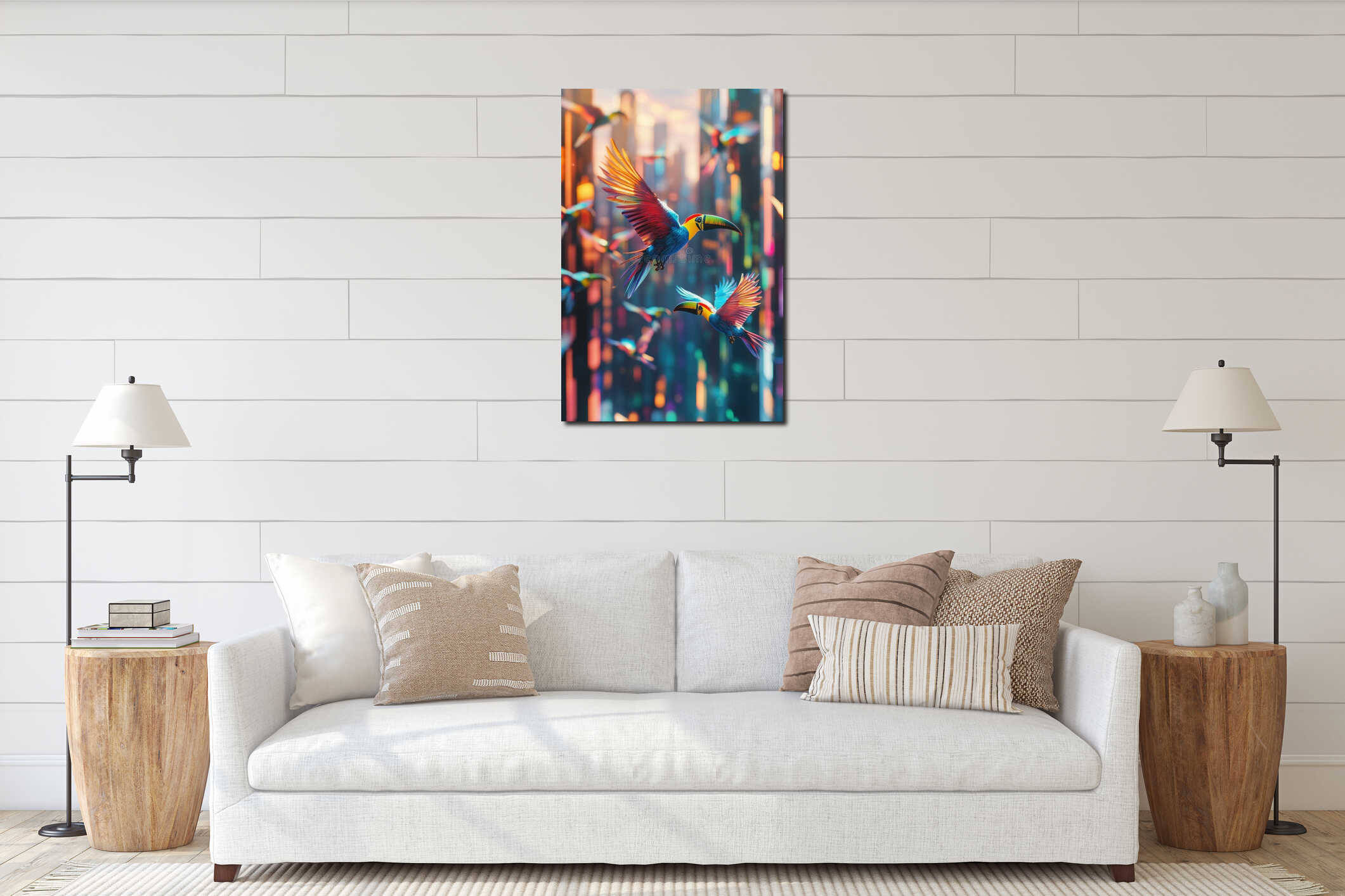 Canvas hanging interior mockup