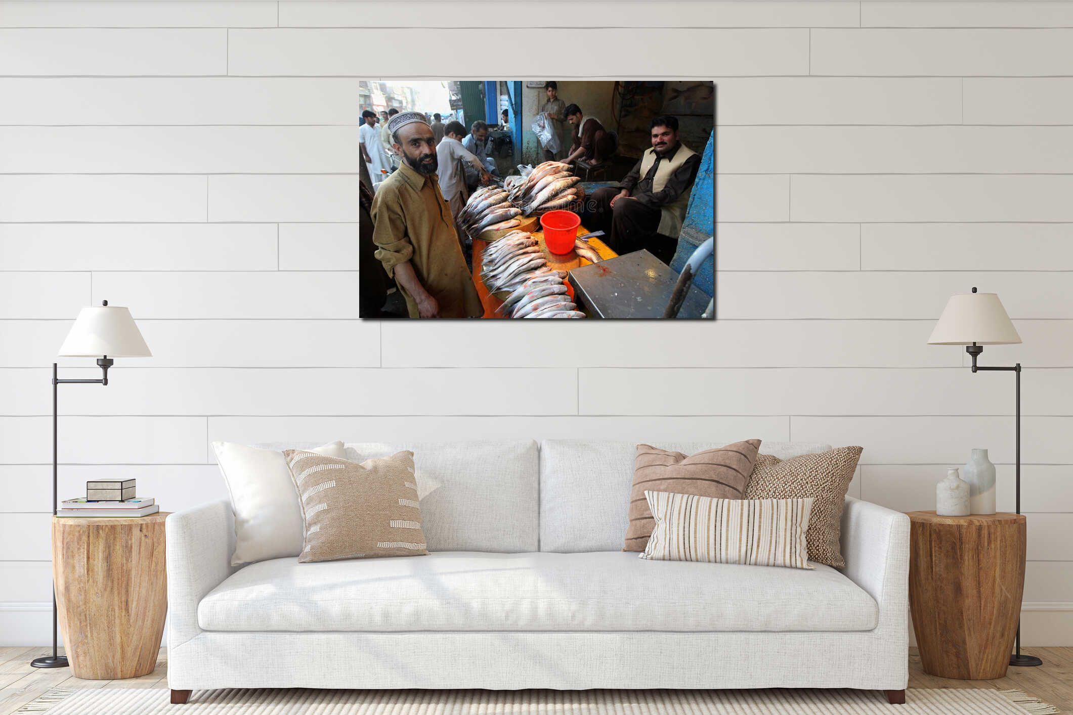 Canvas hanging interior mockup