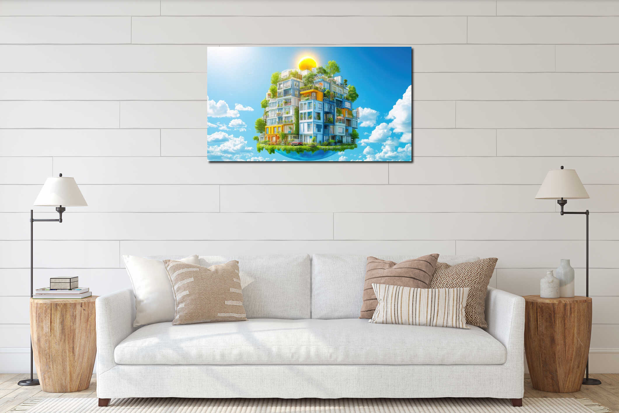 Canvas hanging interior mockup