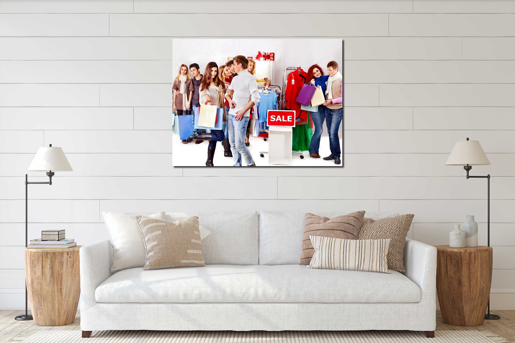 Canvas hanging interior mockup