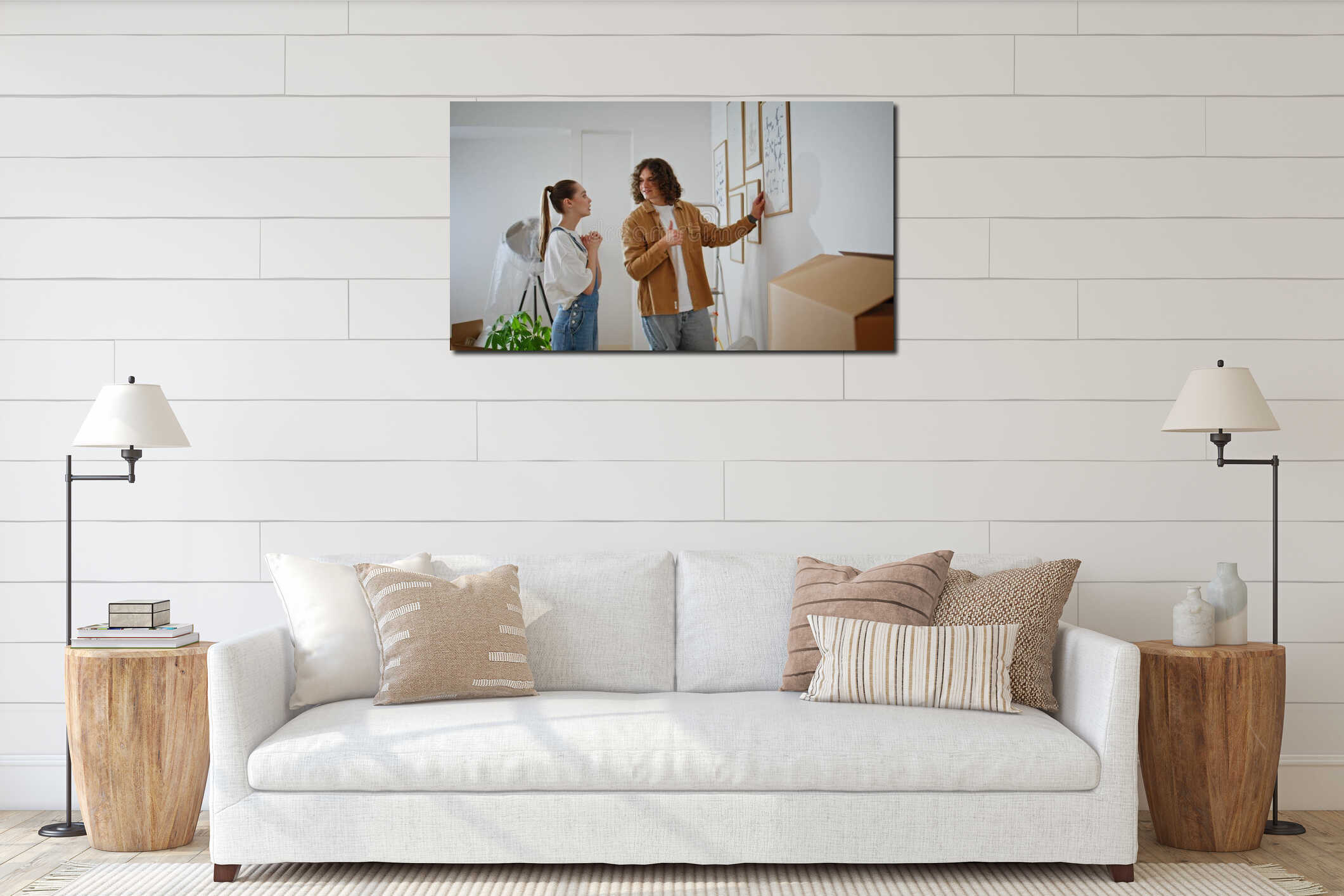 Canvas hanging interior mockup