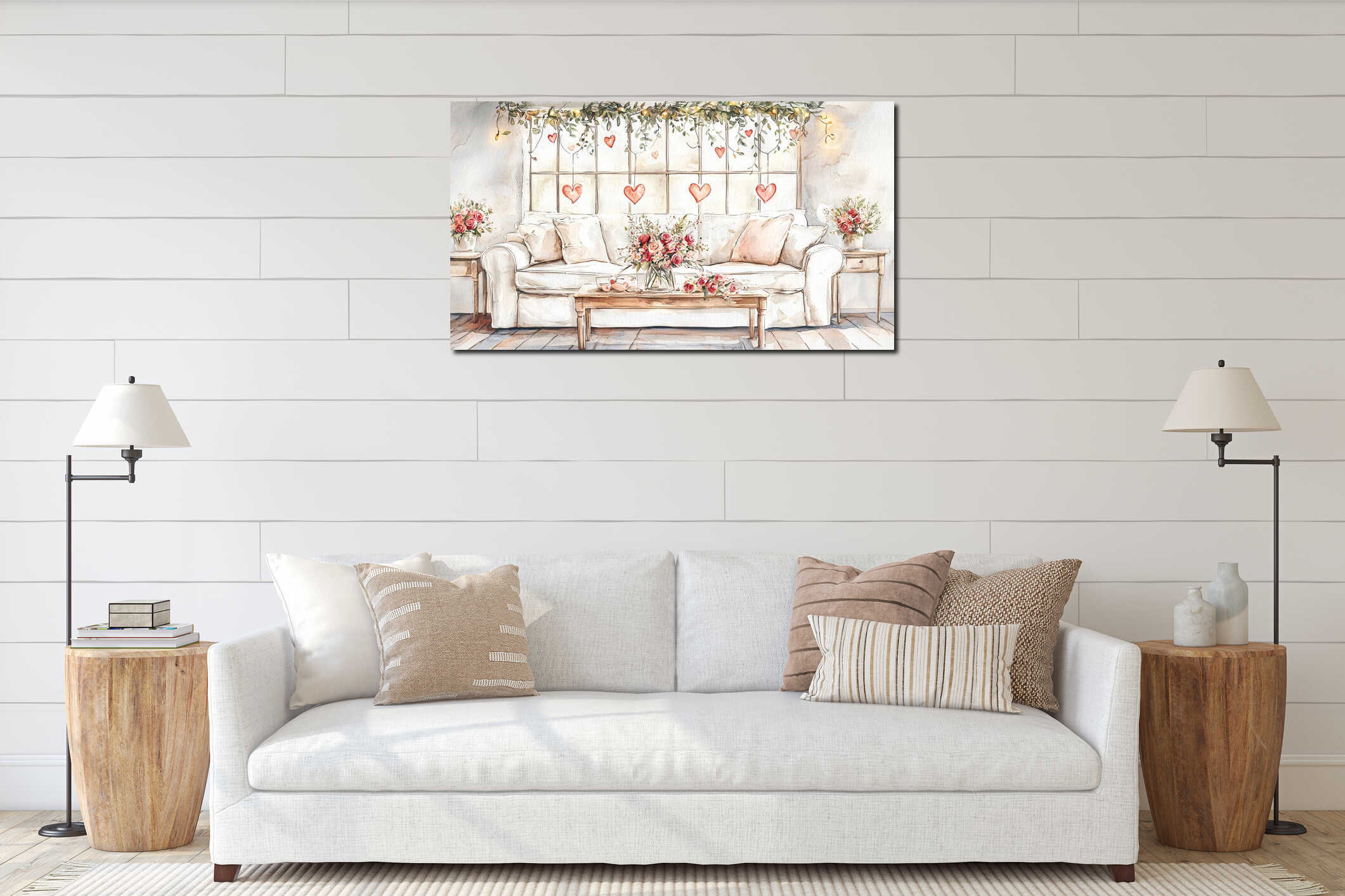 Canvas hanging interior mockup