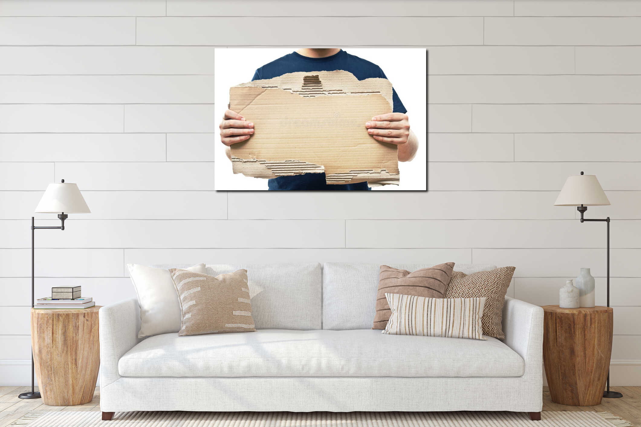 Canvas hanging interior mockup